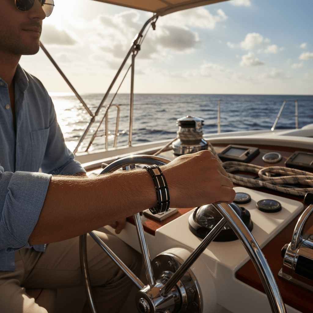 Stainless Steel & Ion Plated Black Link Bracelet