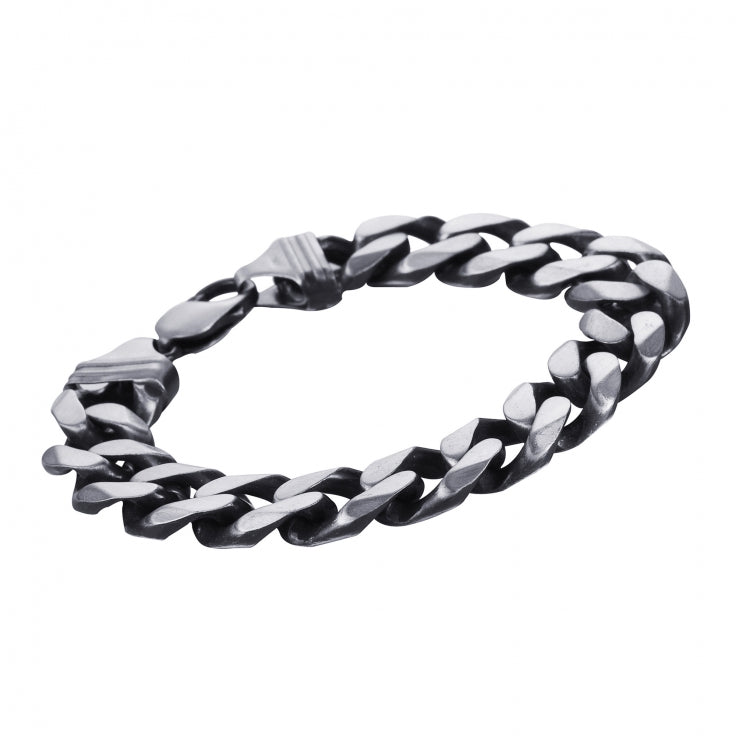 Oxidised Sterling Silver Bracelet on Chunky Curb Link Chain