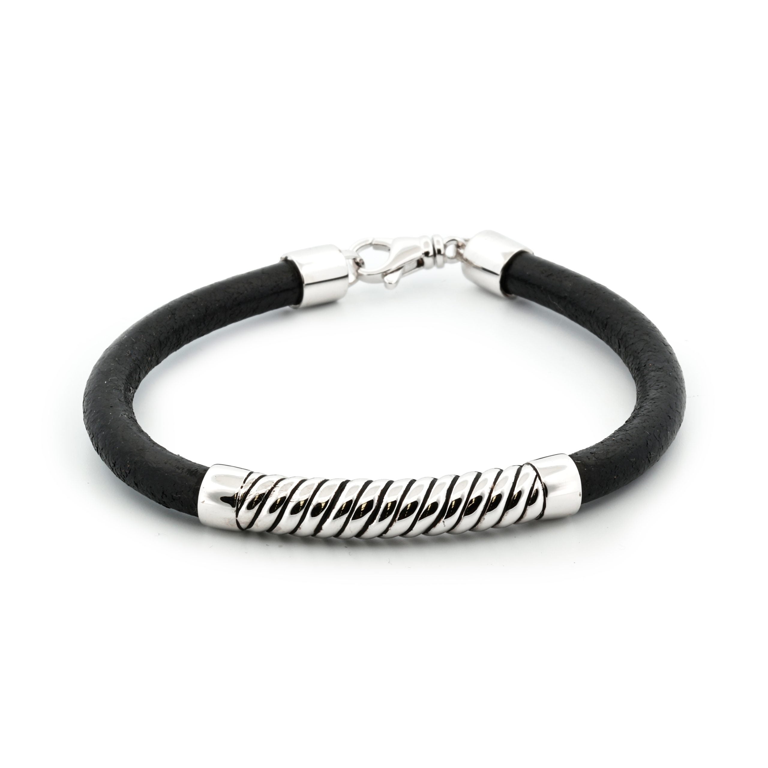 Sterling Silver Leather Bracelet