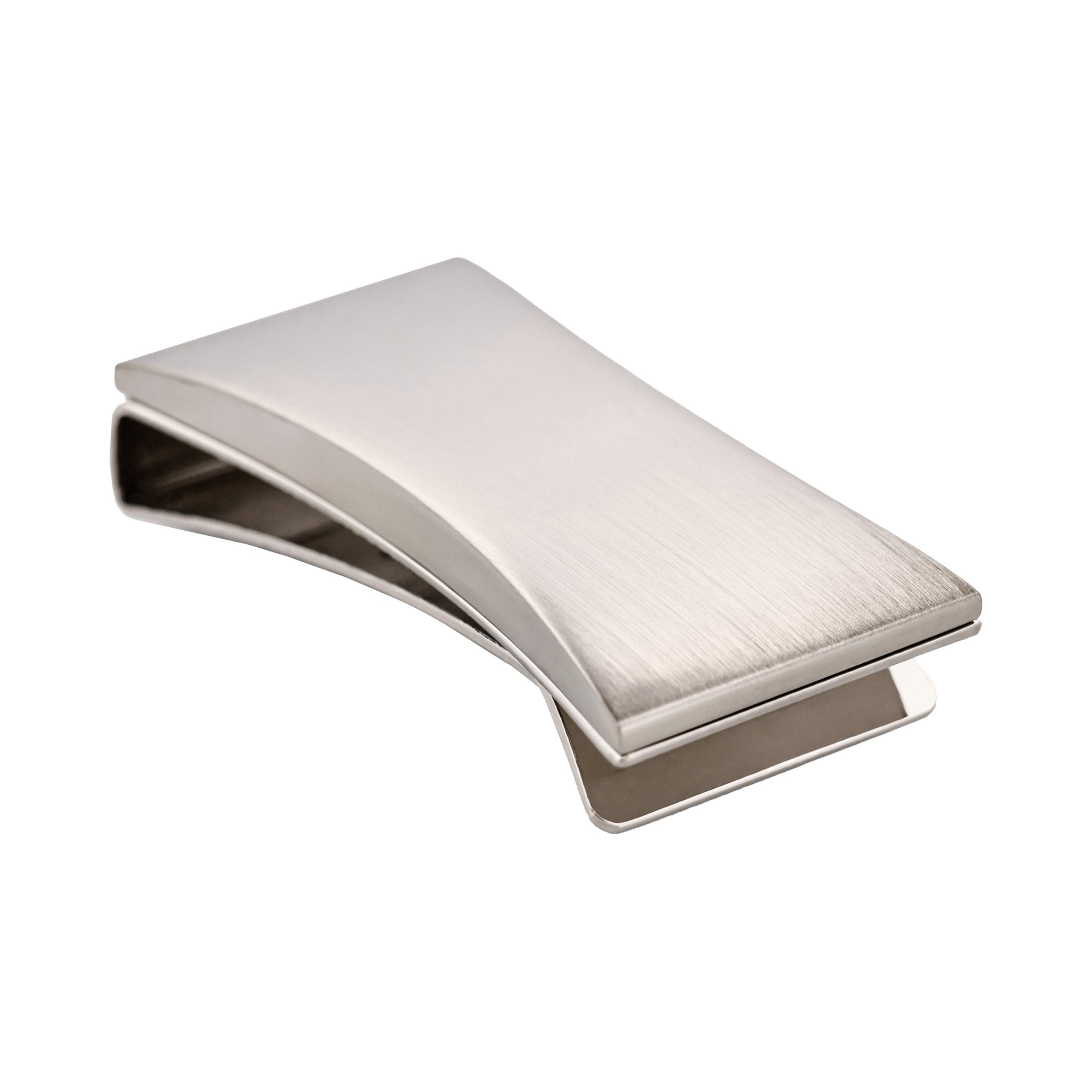 Brushed Rhodium Plated Curved Money Clip