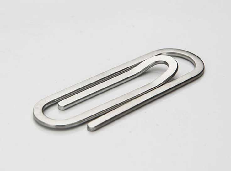 Brushed Stainless Steel & Paper Clip Money Clip