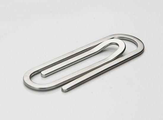 Brushed Stainless Steel & Paper Clip Money Clip