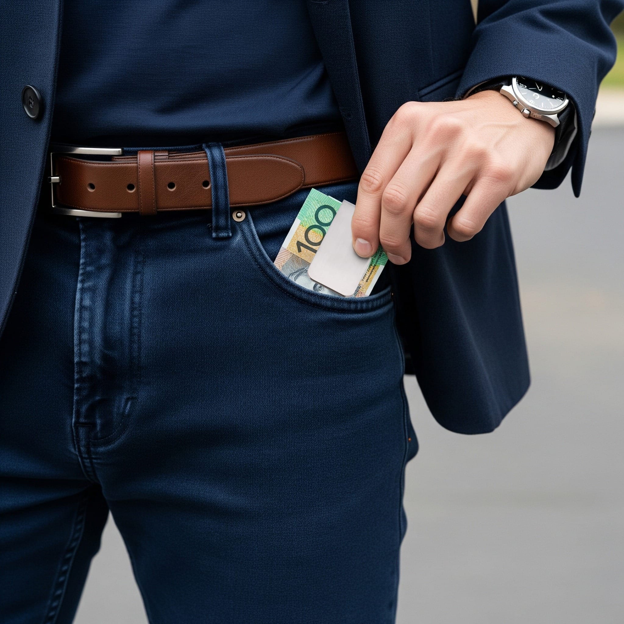 Brushed Rhodium Plated Money Clip