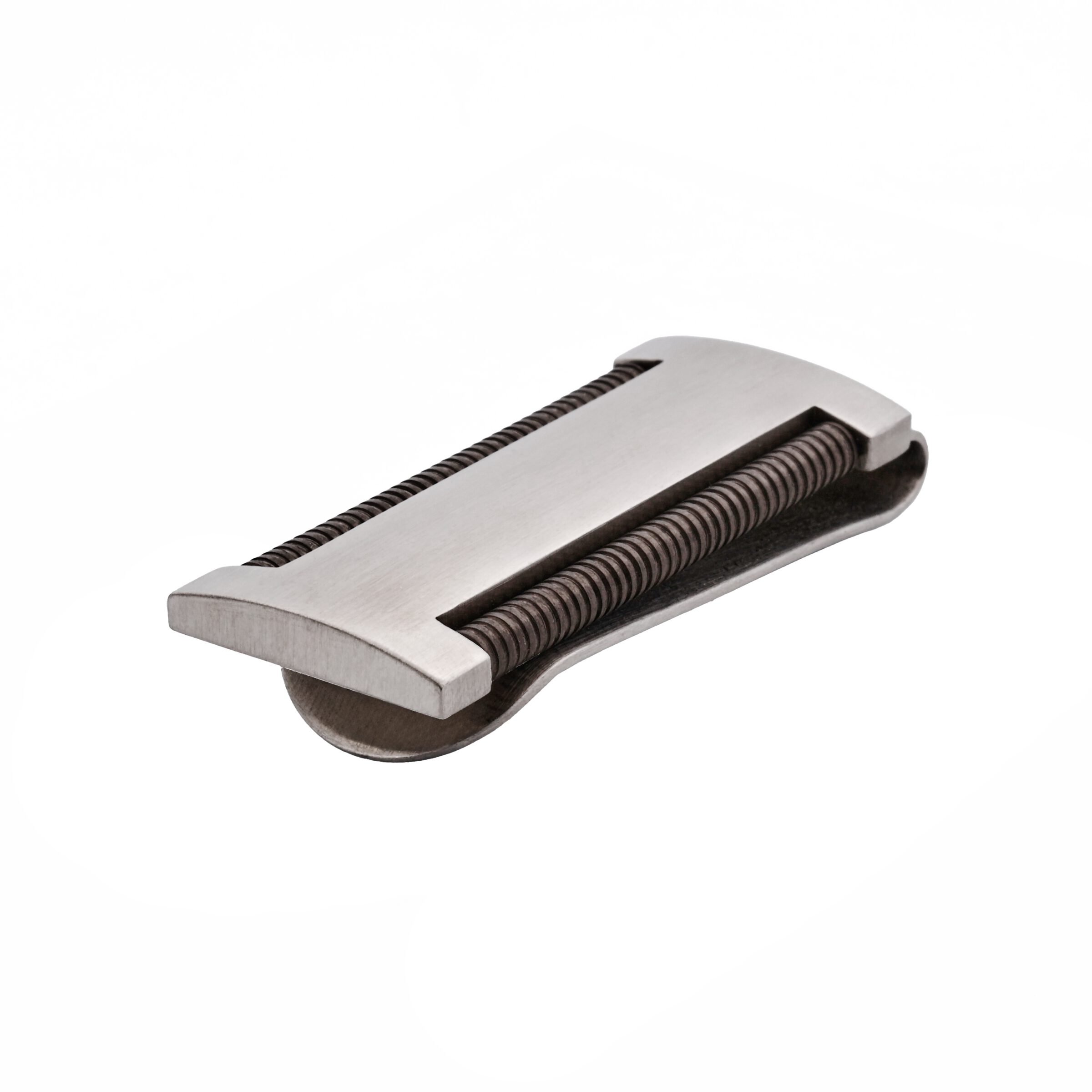 Brushed Stainless Steel Money Clip with Drill Bits on Both Sides