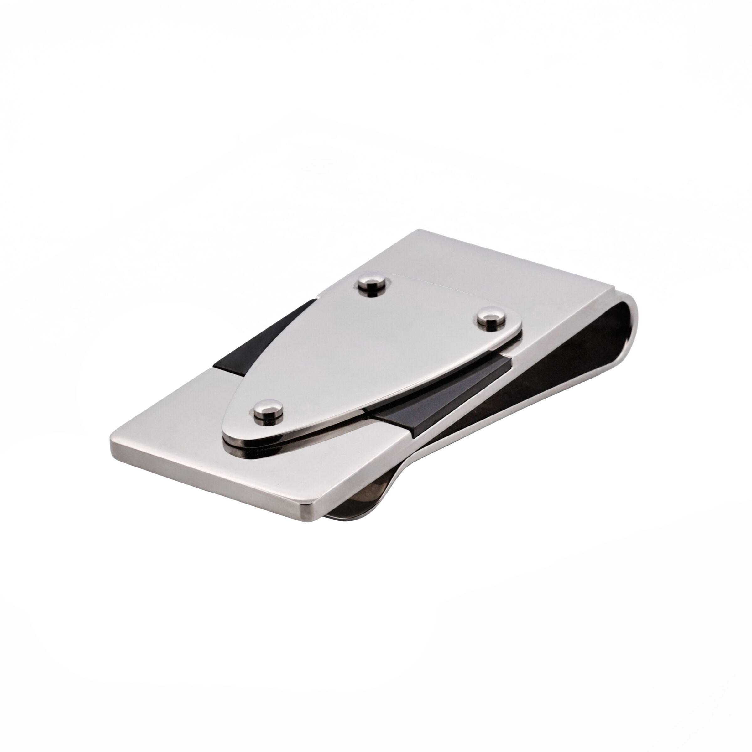Polished Stainless Steel with Ion Plated Black Money Clip