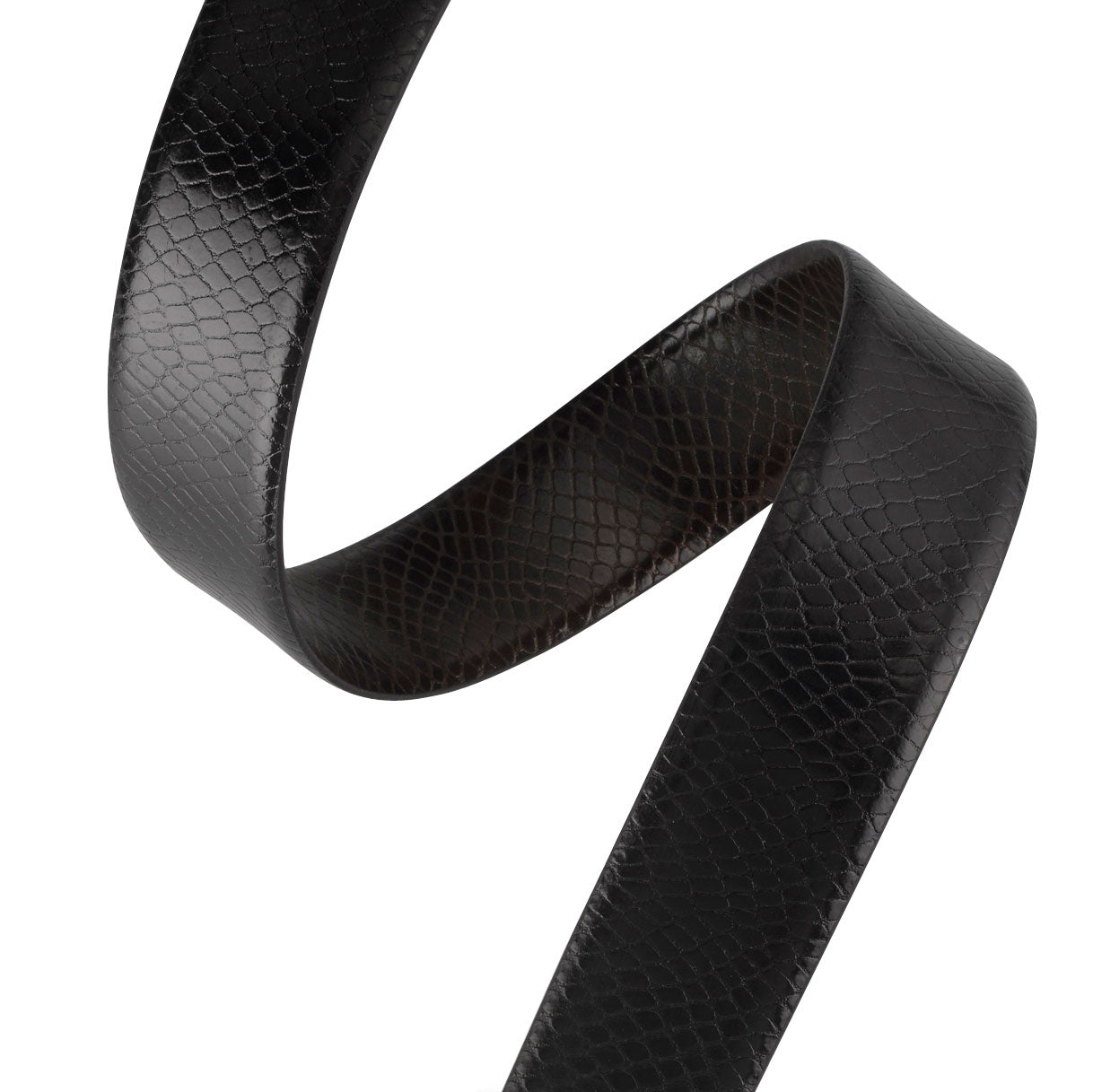 Black & Brown Reversible Snake Skin Spanish Leather Belt - Strap Only