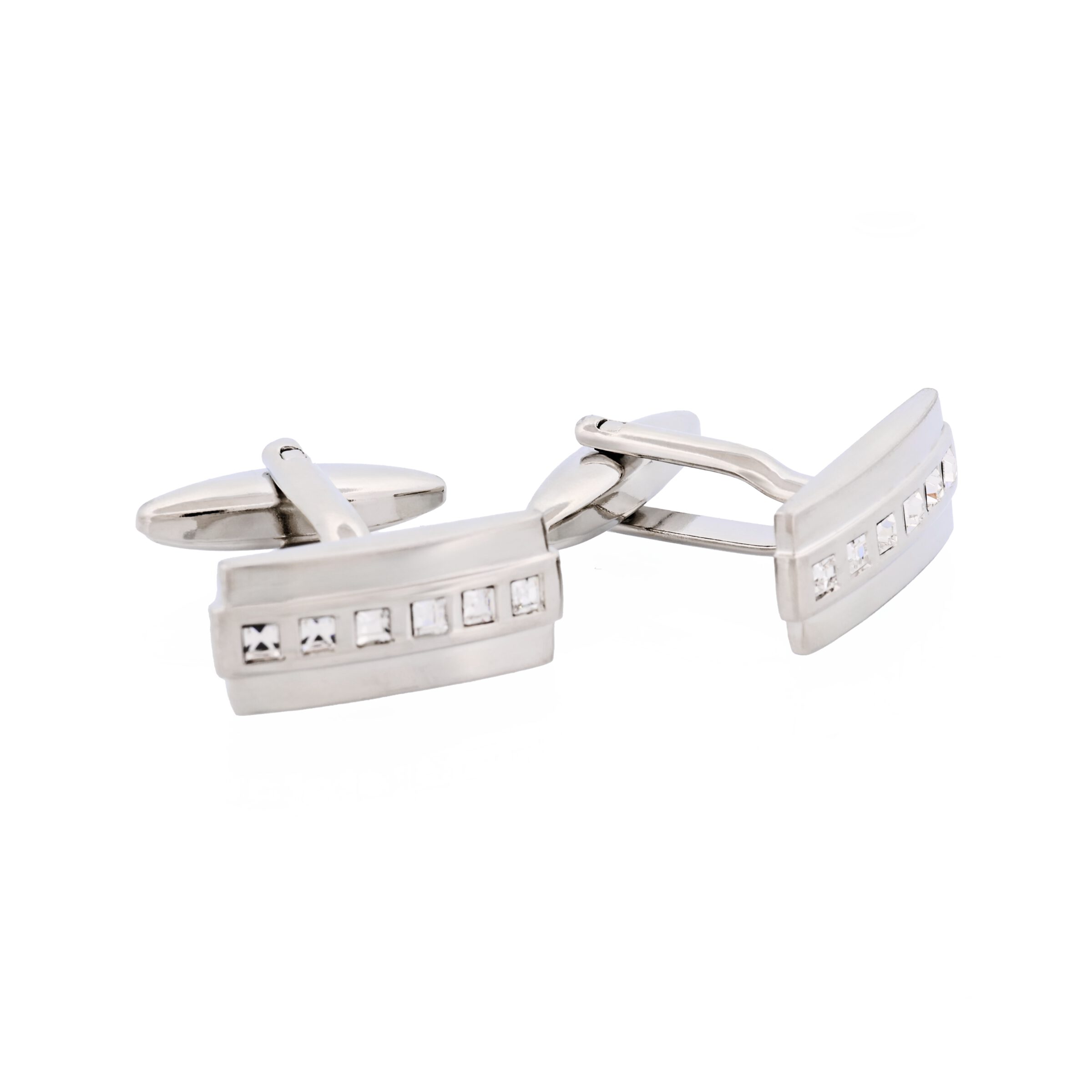 Rhodium Crystal Cufflinks