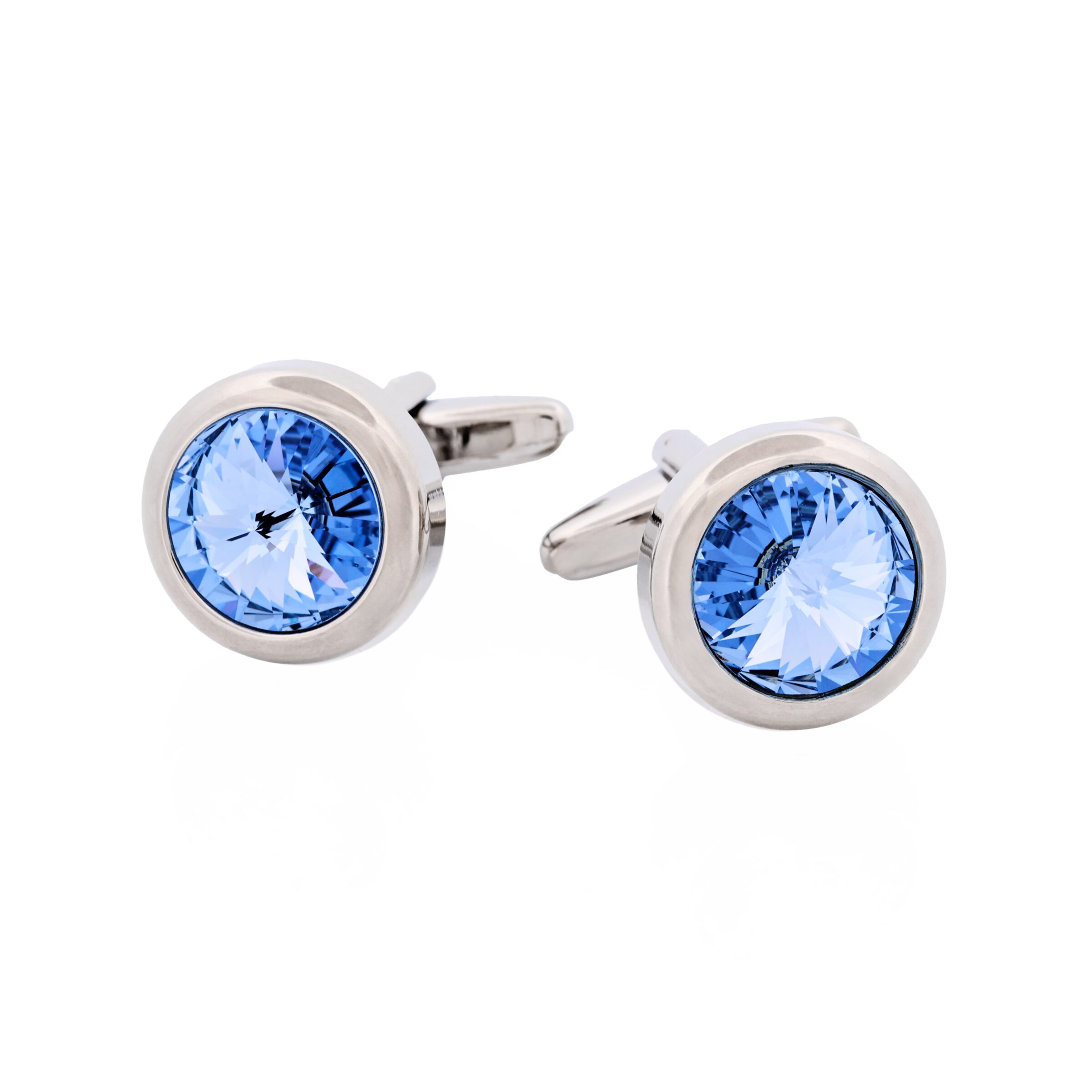 Rhodium Light Sapphire Crystal Cufflinks