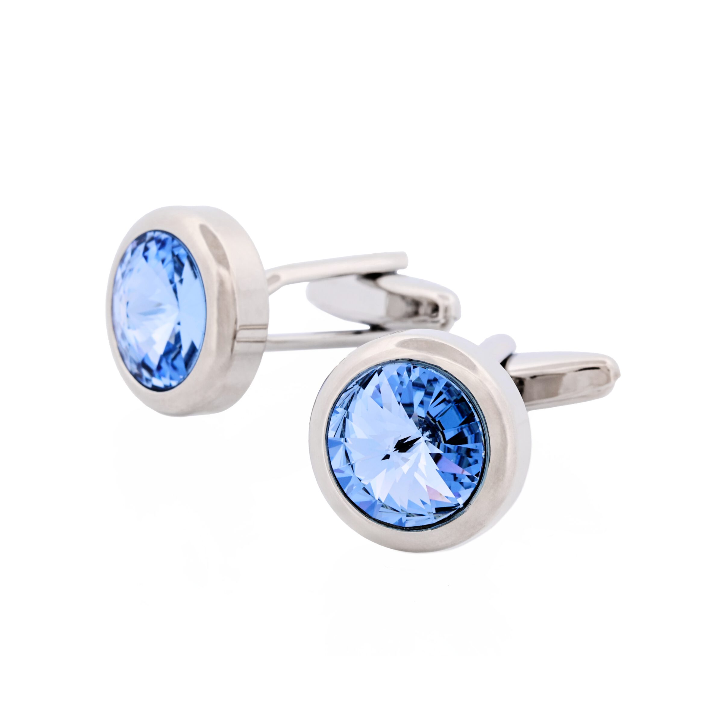 Rhodium Light Sapphire Crystal Cufflinks
