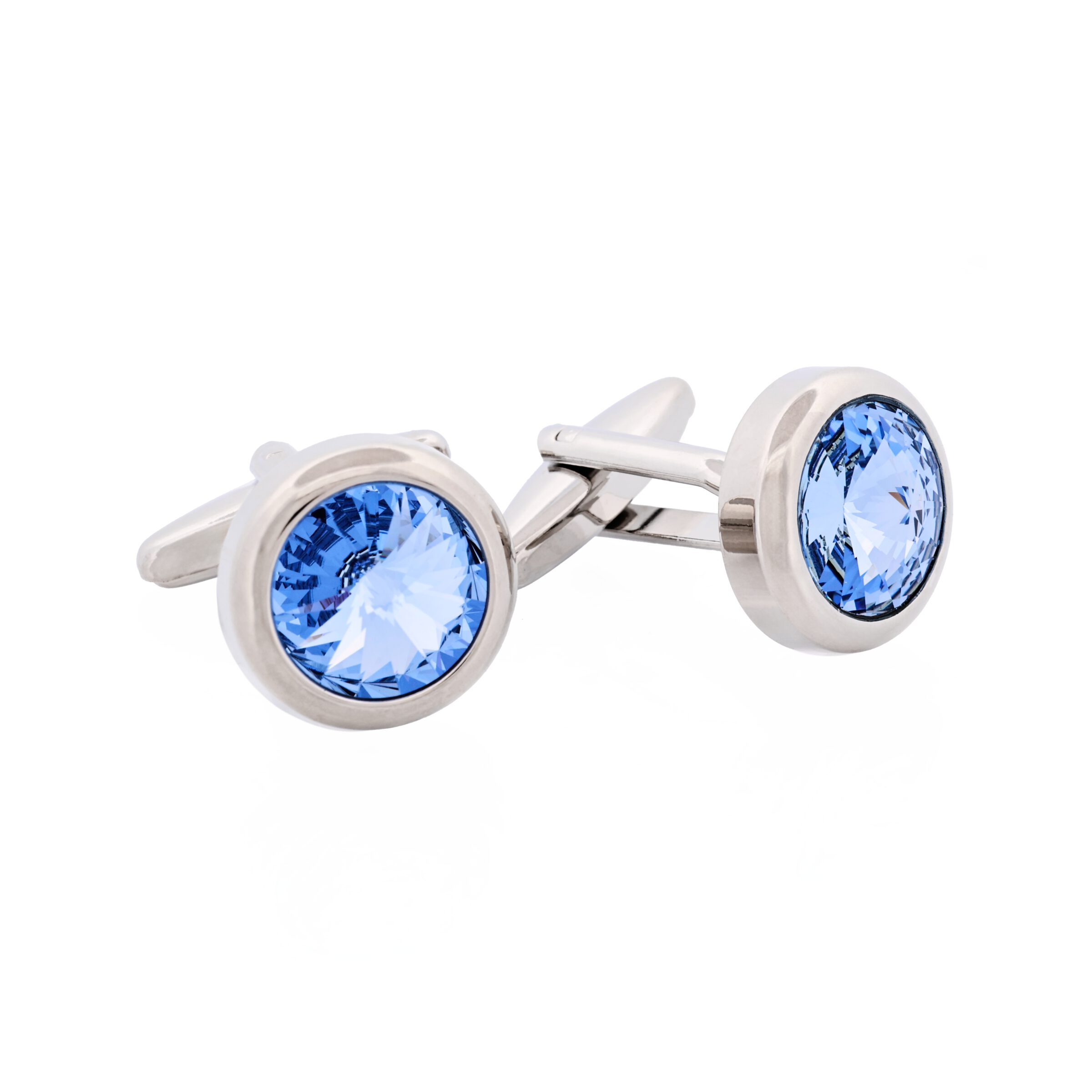 Rhodium Light Sapphire Crystal Cufflinks
