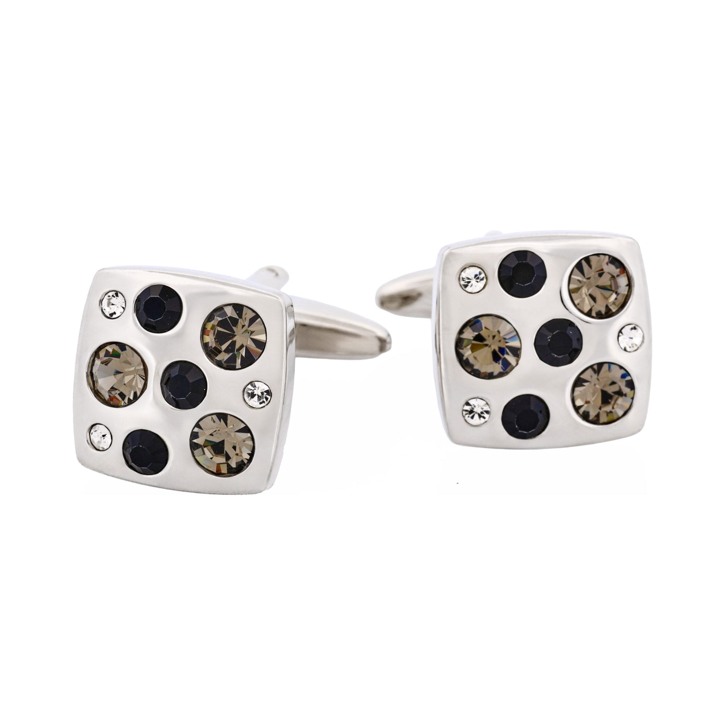 Rhodium & Crystal & Jet Cufflinks