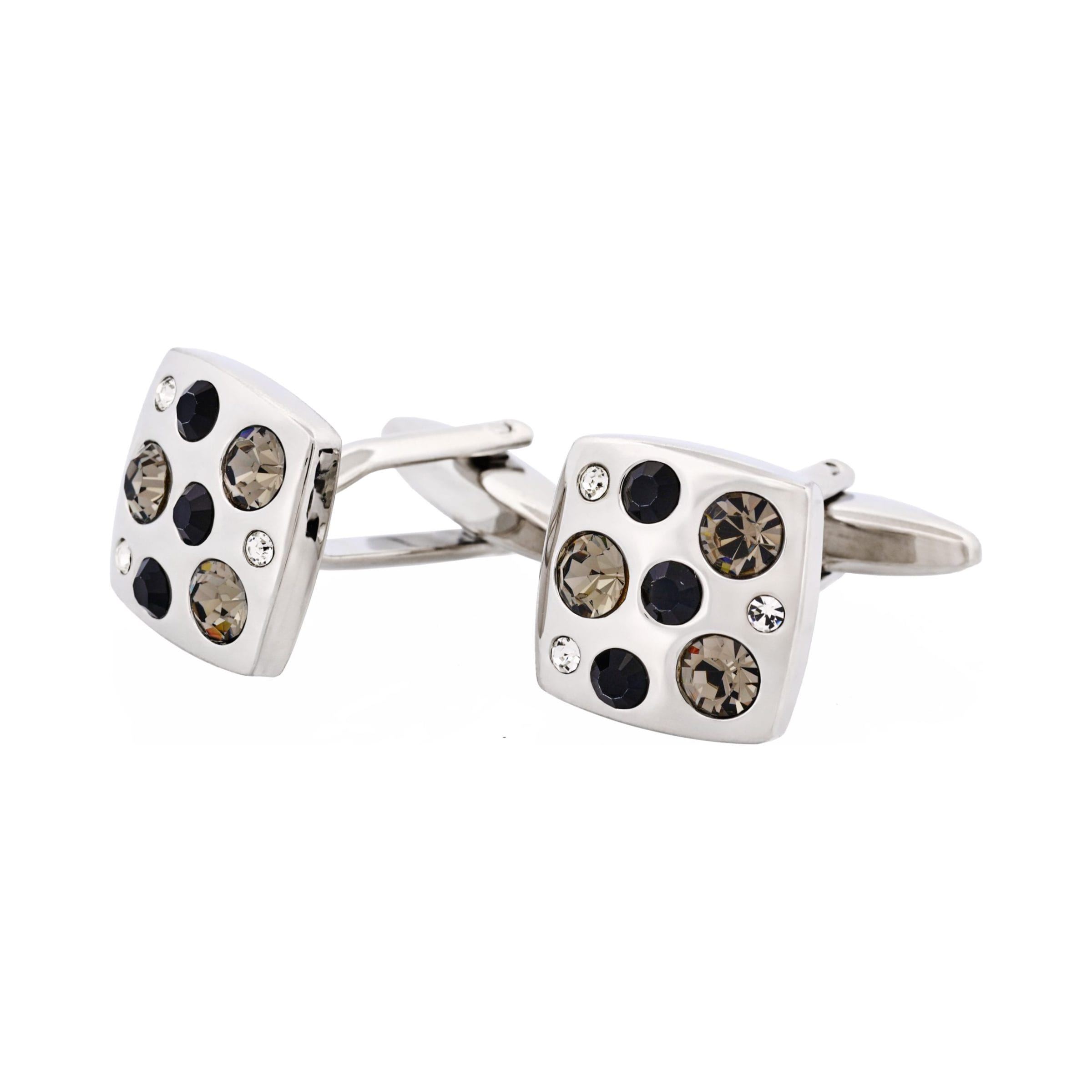 Rhodium & Crystal & Jet Cufflinks