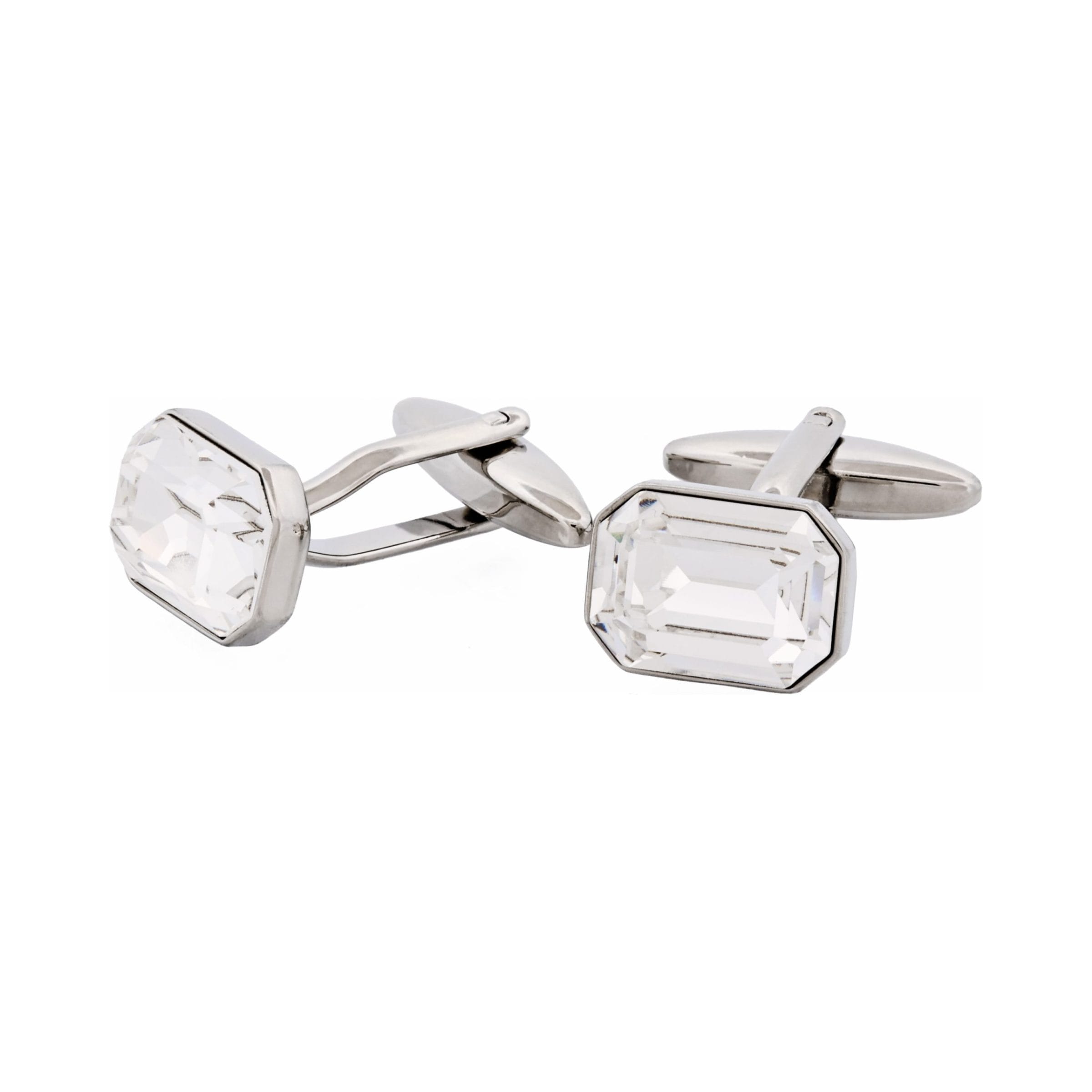 Rhodium Plated Crystal Cufflinks
