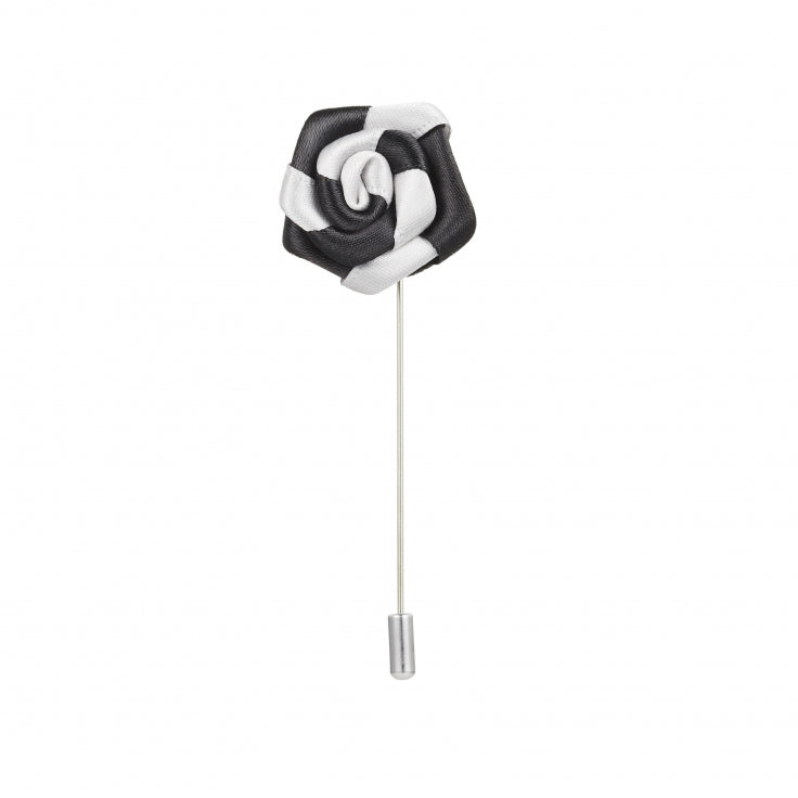 Black & White Flower Lapel Pin