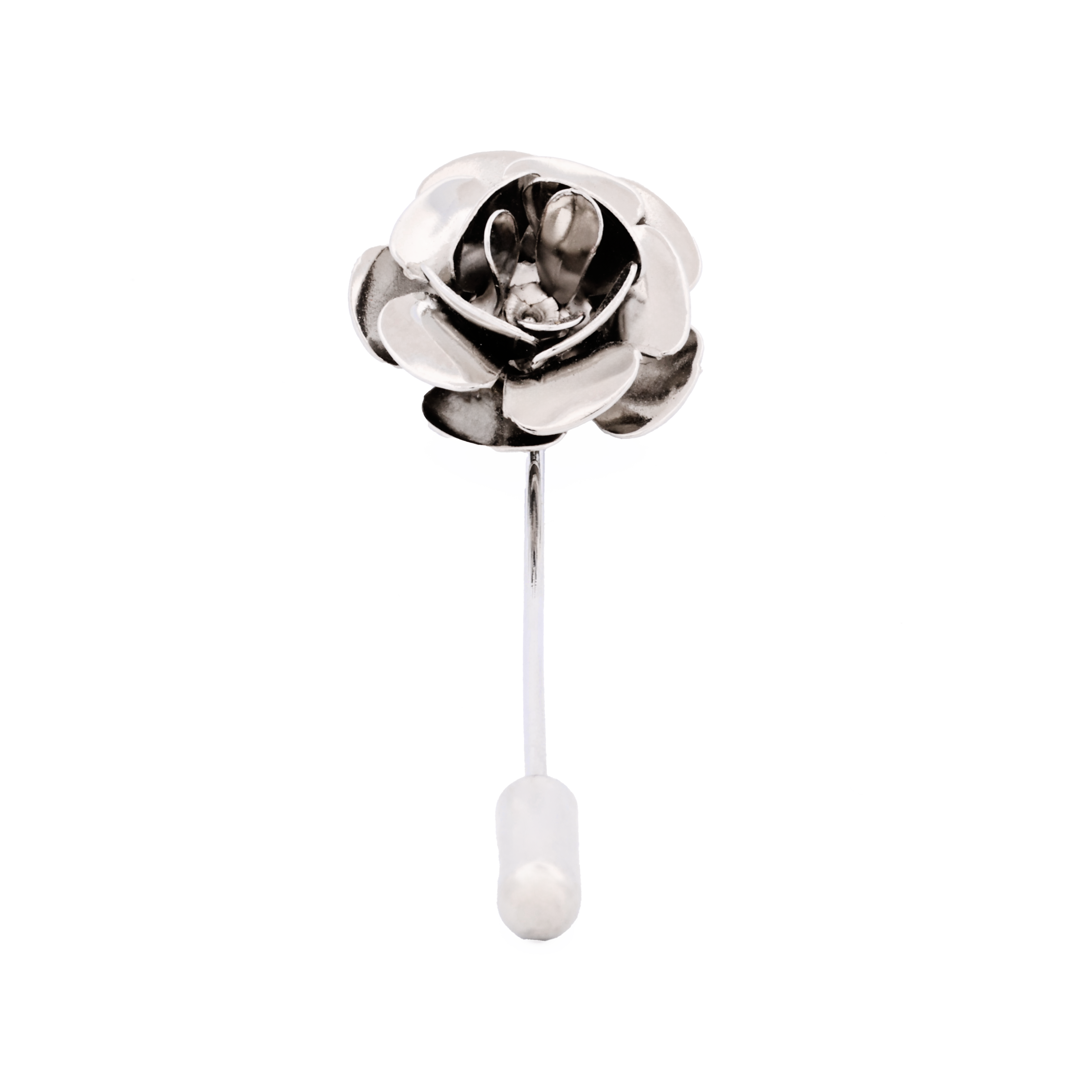 Rhodium Plated Rose Lapel Pin