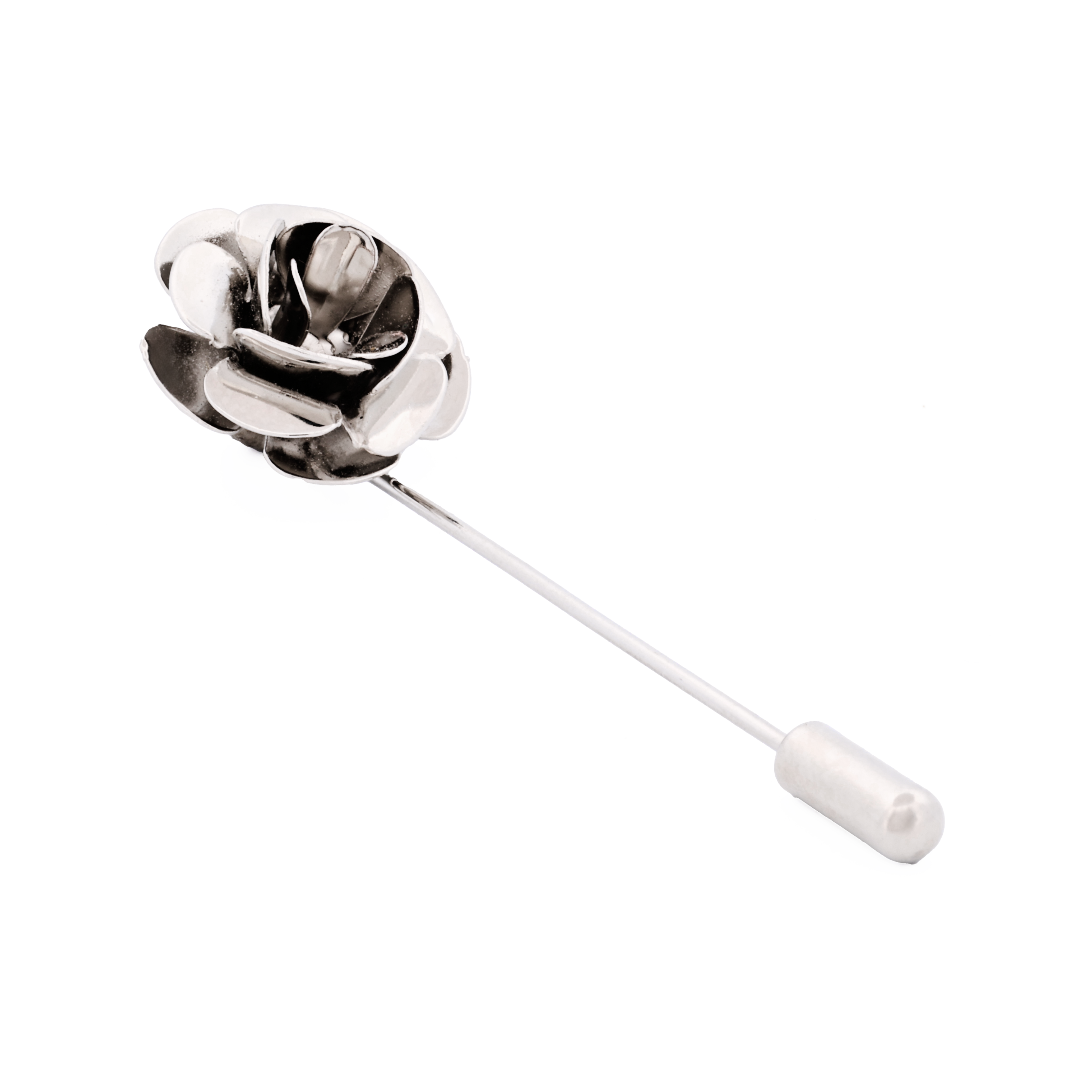 Rhodium Plated Rose Lapel Pin