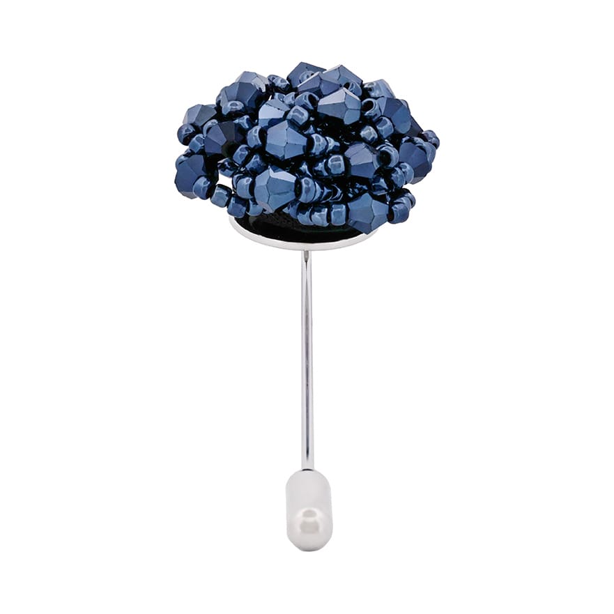 Navy/Black Floral Lapel Pin