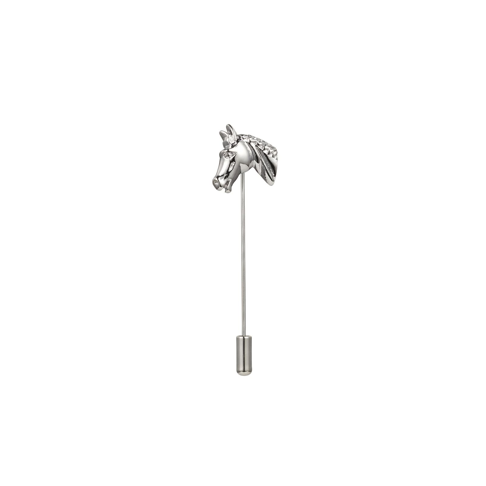 Rhodium Plated Horse Head Lapel Pin