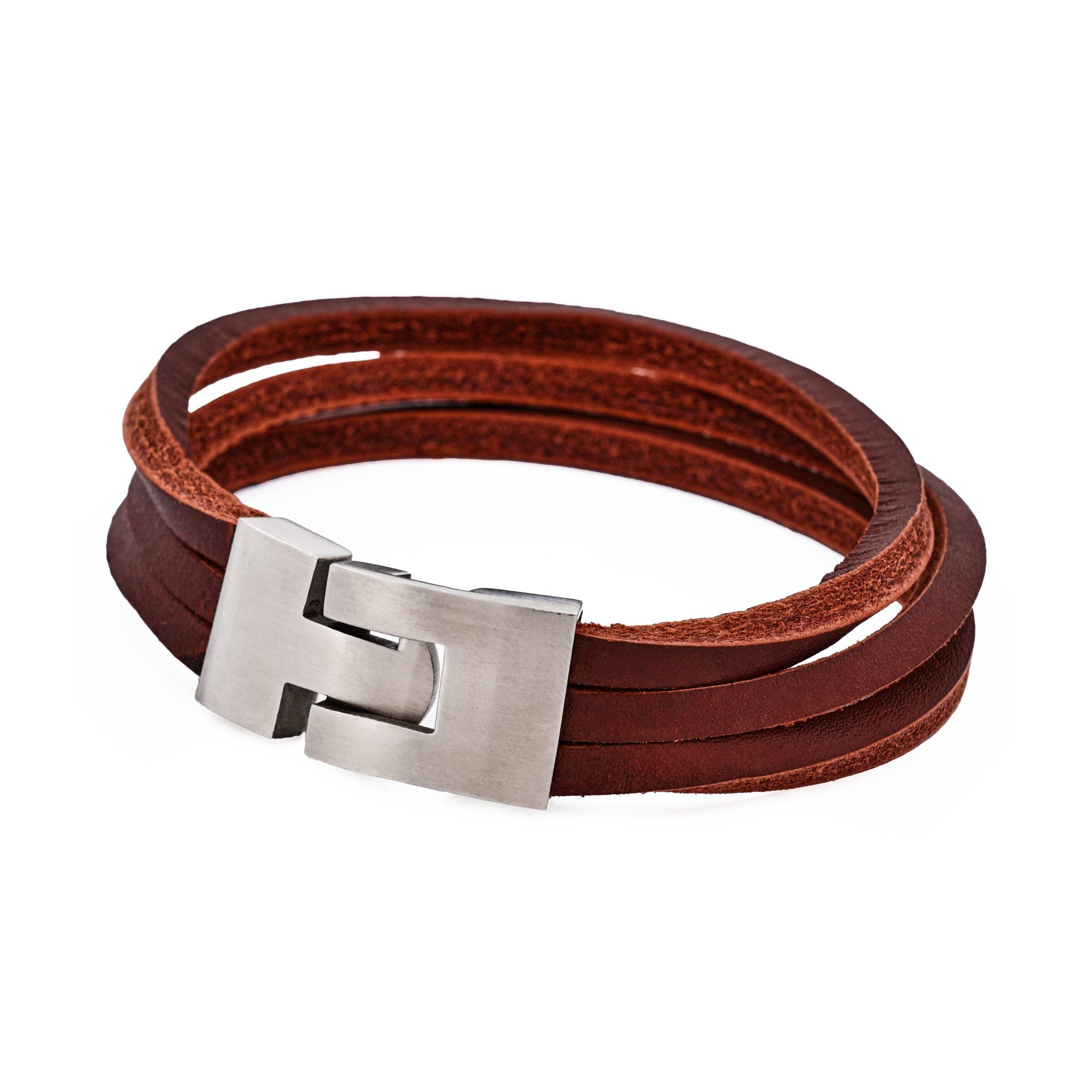 split Leather-Stainless Steel Bracelet