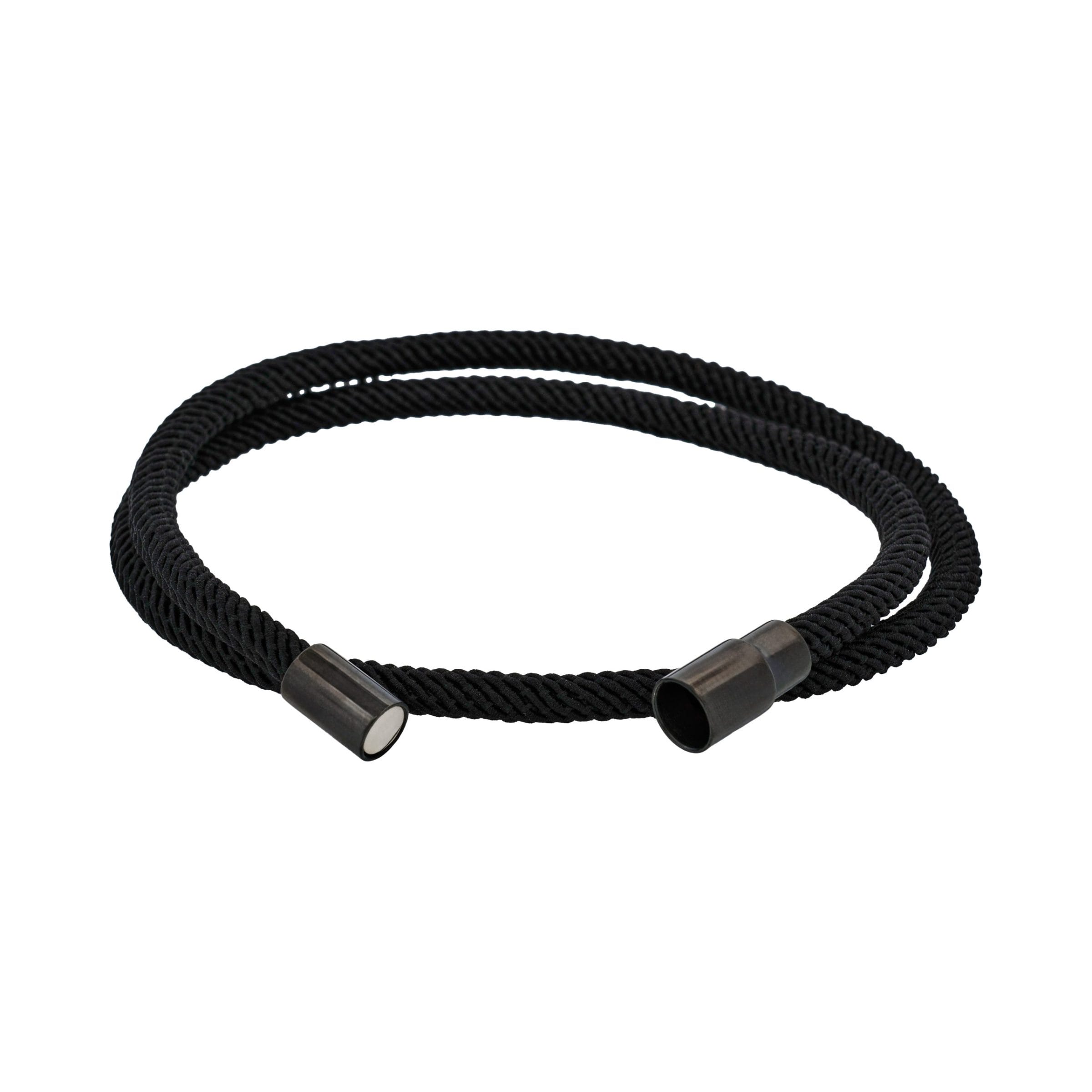 Black Cord with Ion Plated Black stainless steel bracelet