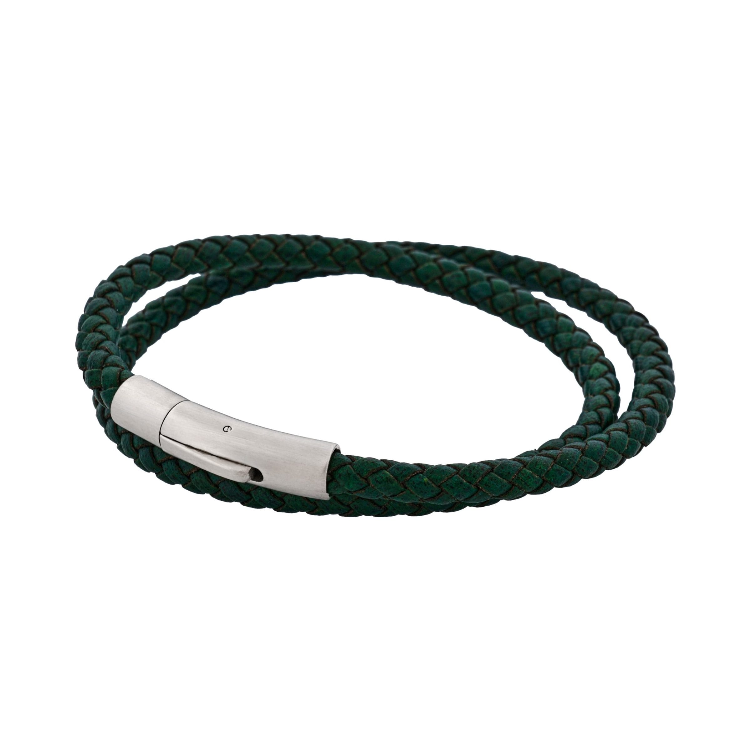 Dark Green Leather bracelet with stainless steel clasp Dark Green Leather bracelet with stainless steel clasp