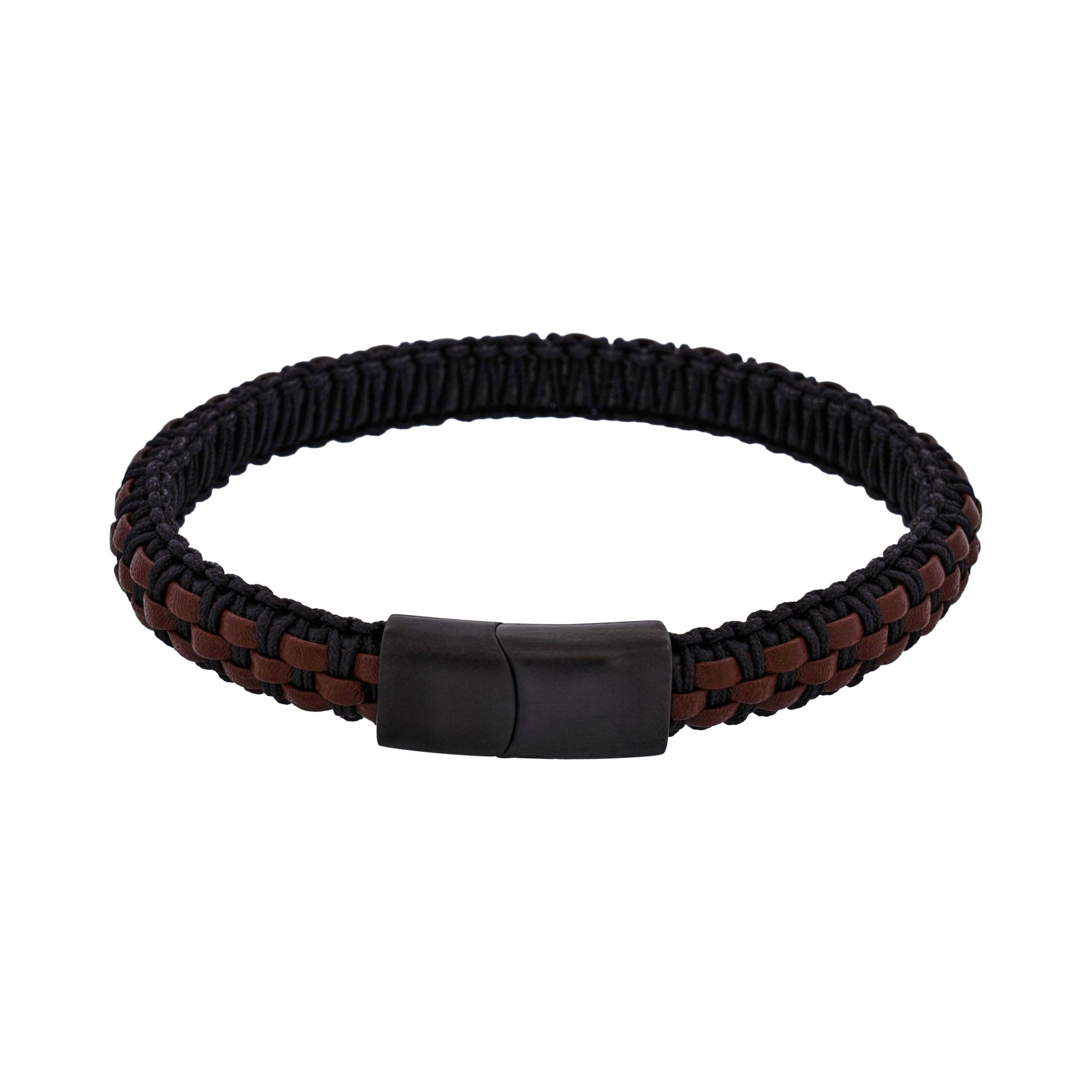 Stainless steel with Dark Brown leather bracelet
