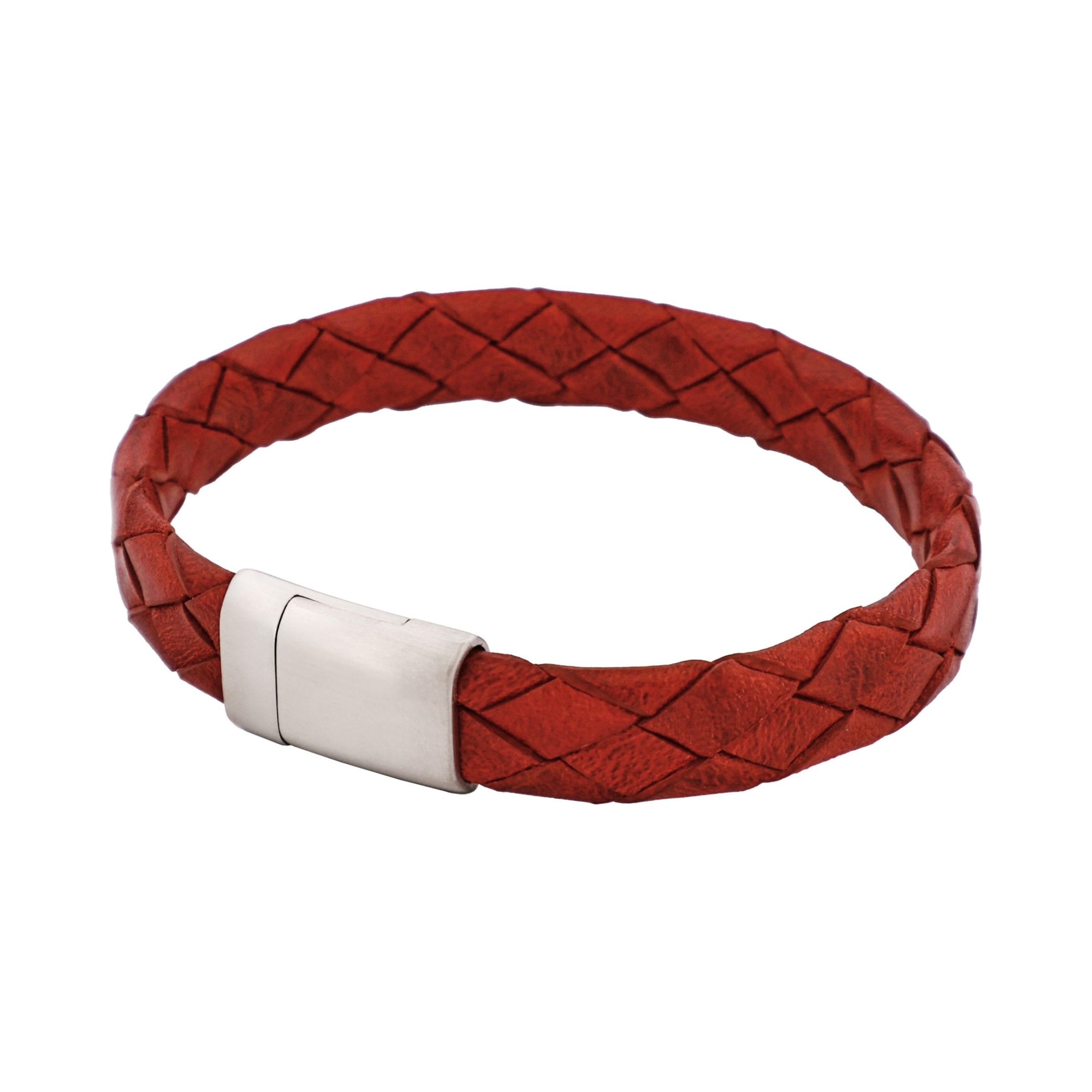 Rubino Leather Italian Stainless Steel Bracelet