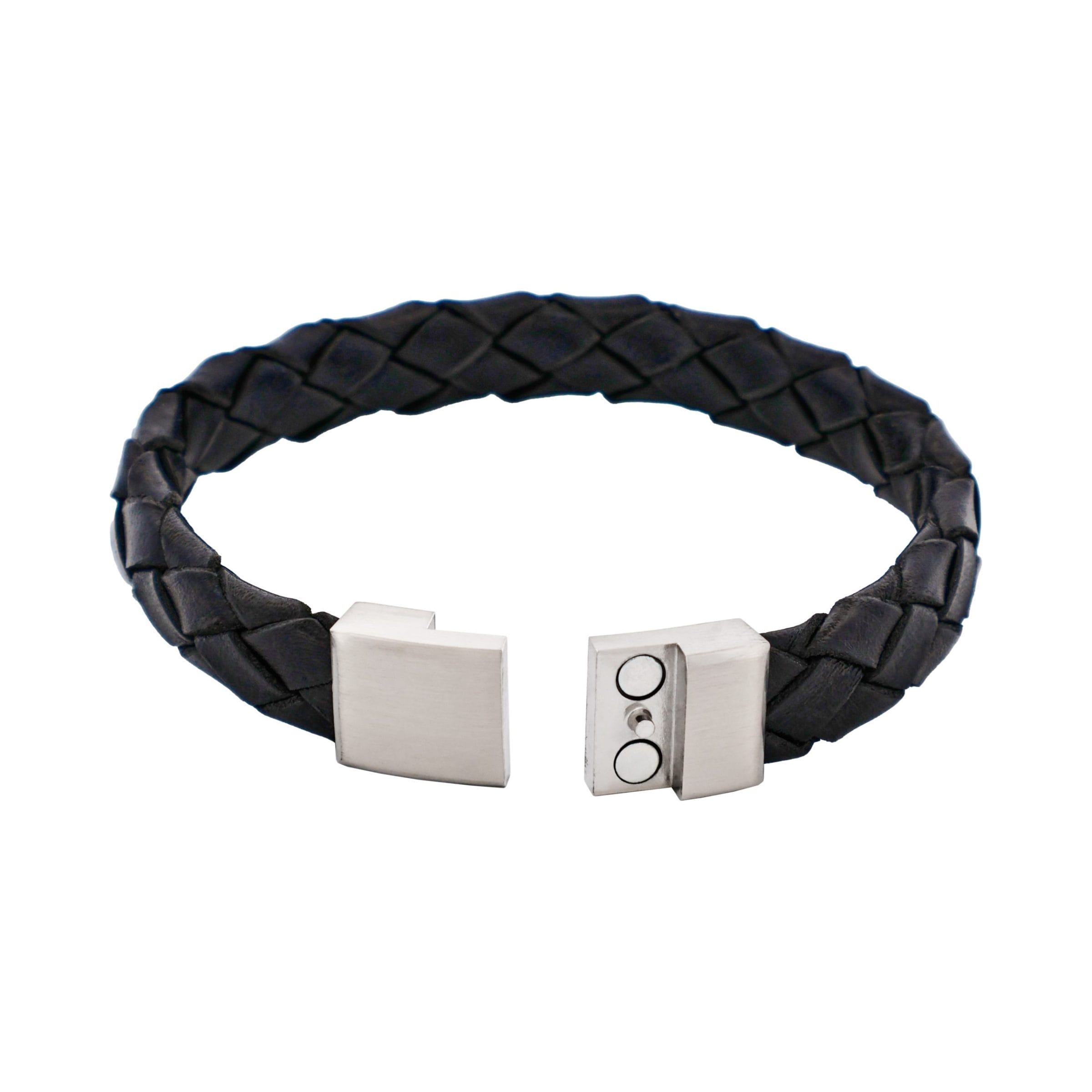 Nero Italian Leather Stainless Steel Bracelet