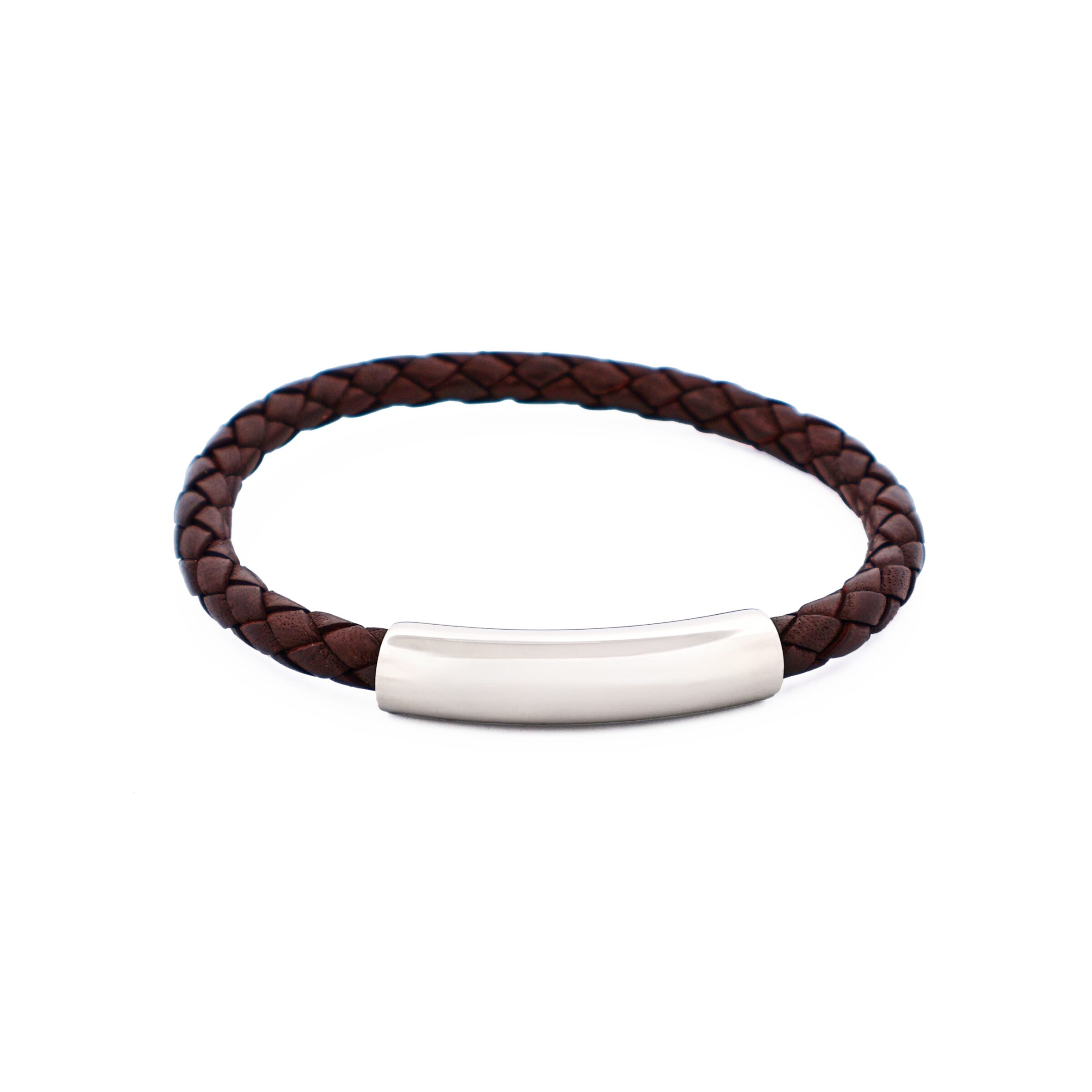 Brown Leather Platted Bracelet