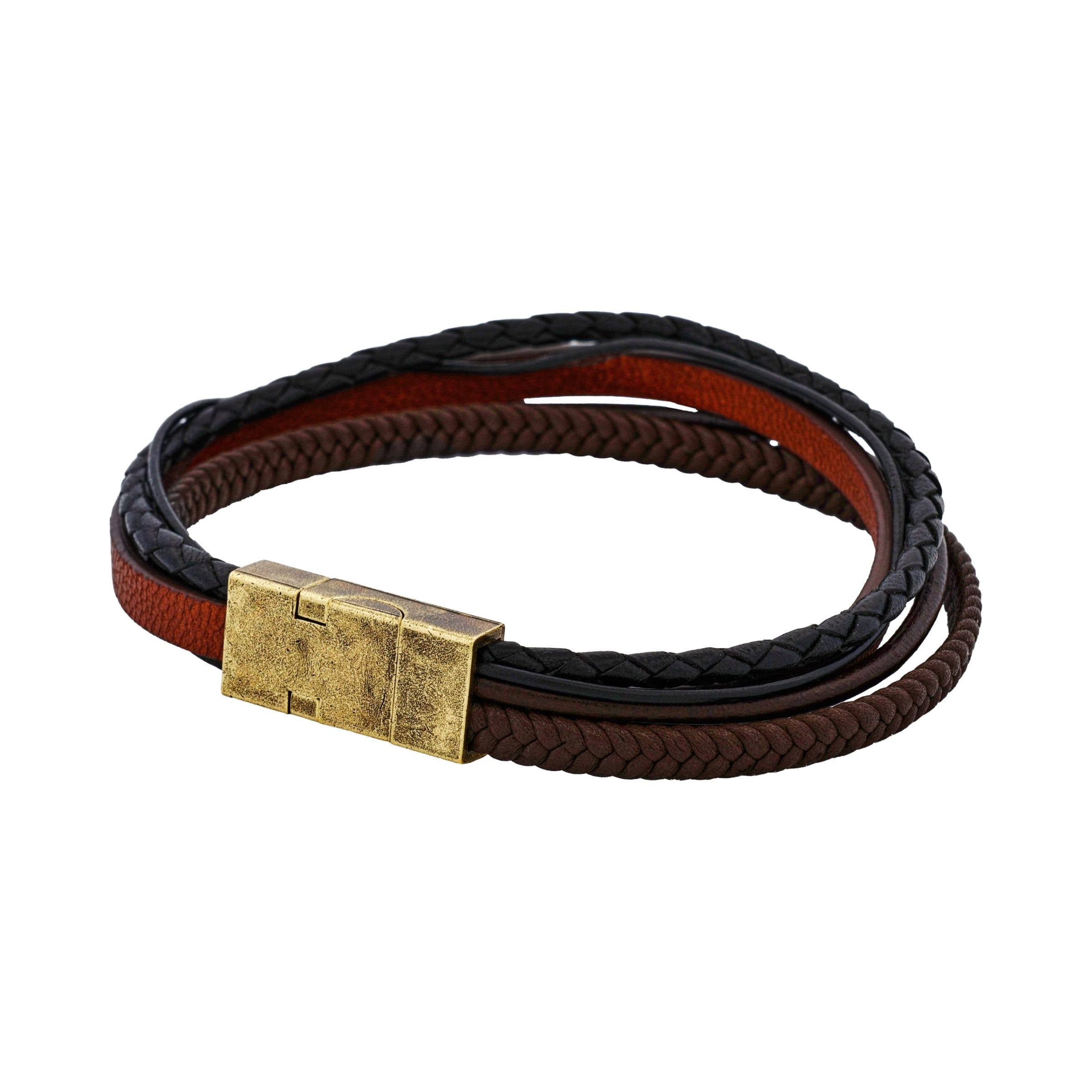 Sienna Dual Weave Brown and Black Leather Bracelet