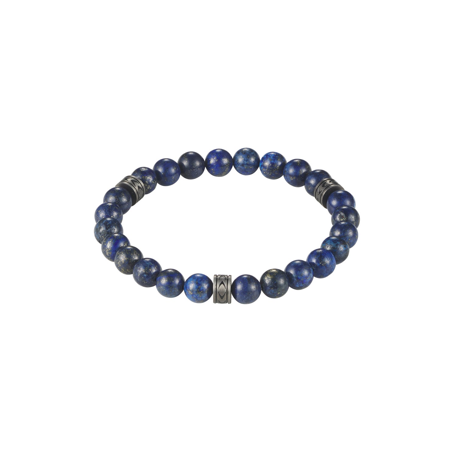 Antique Stainless Steel & Blue Lapis Lazuli Bead Bracelet
