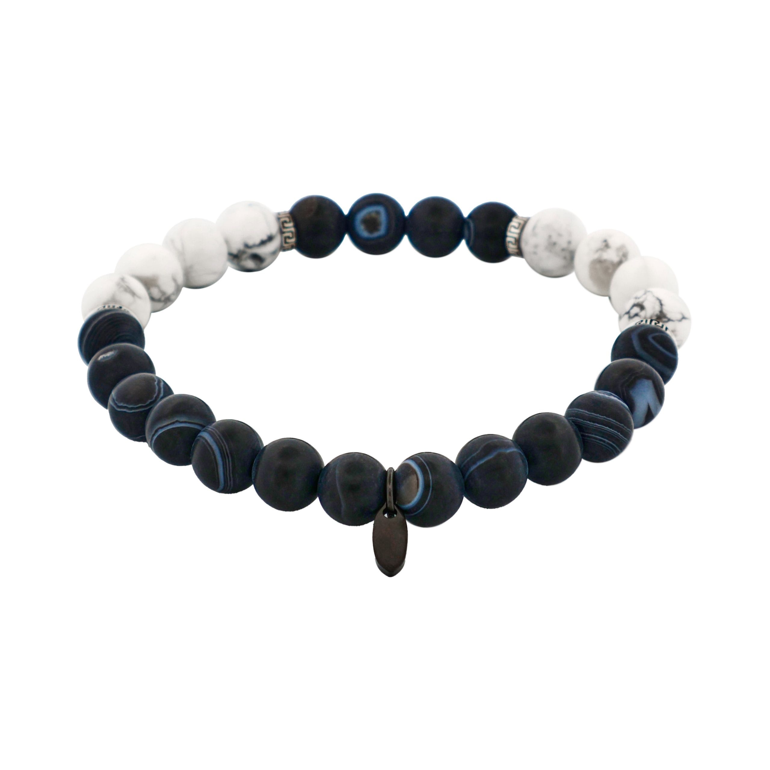 White Jasper & Stone Beaded & Stainless Steel Bracelet