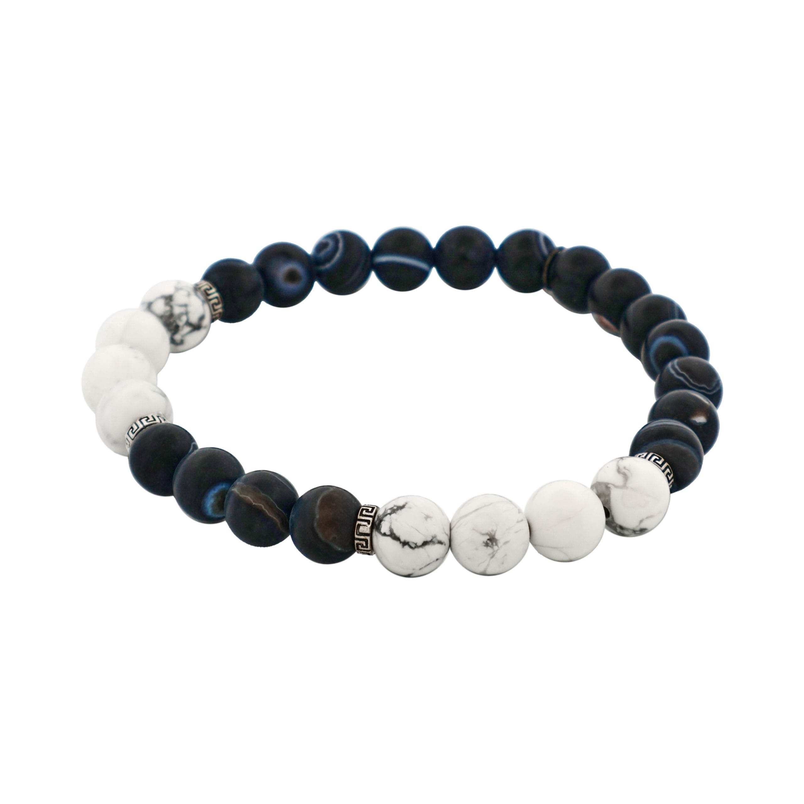 White Jasper & Stone Beaded & Stainless Steel Bracelet