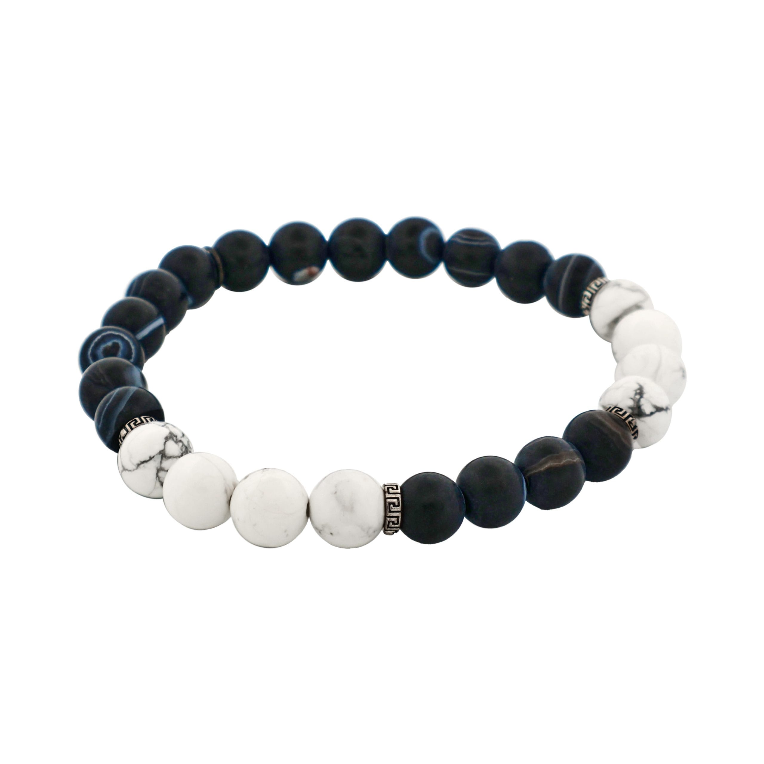 White Jasper & Stone Beaded & Stainless Steel Bracelet
