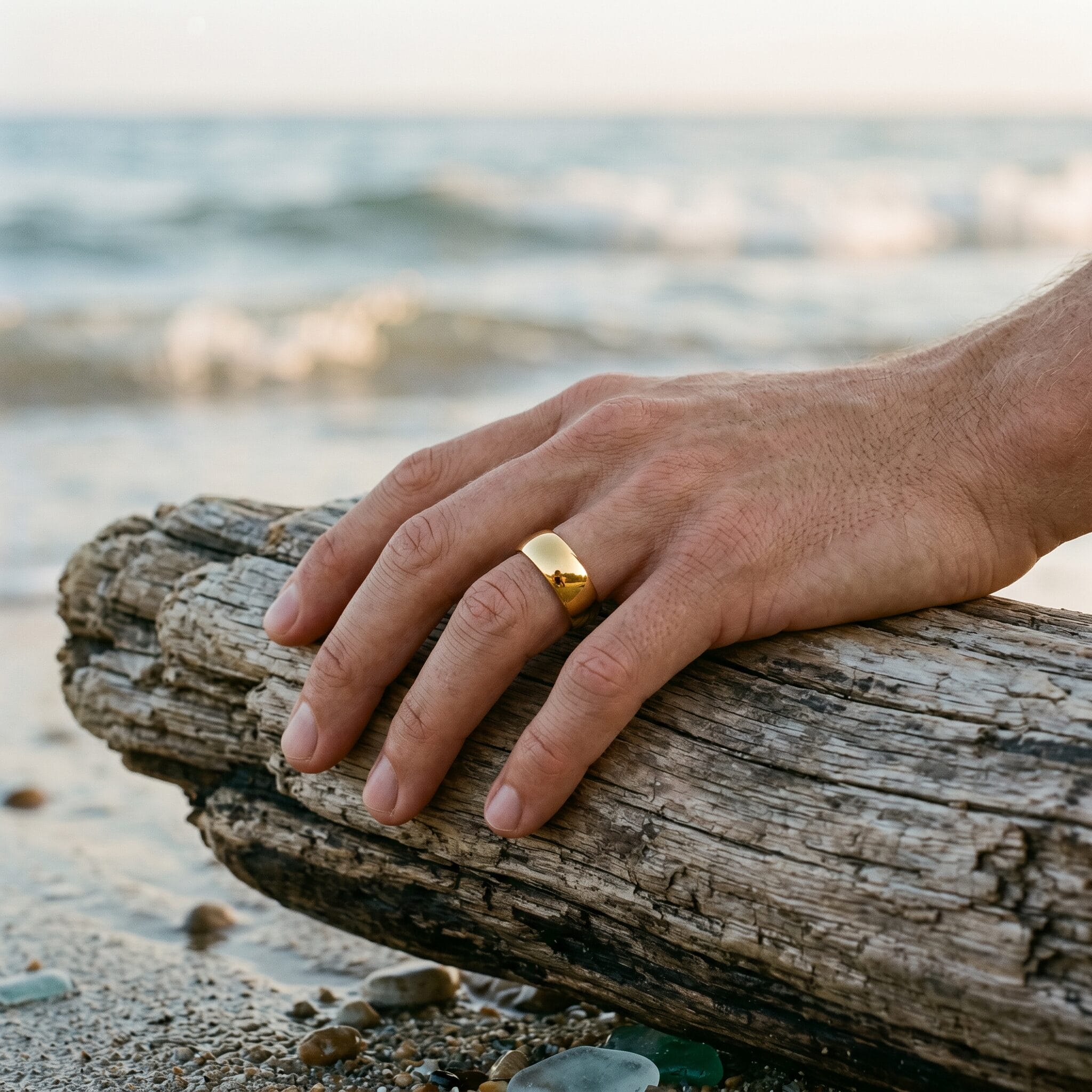Polished Ion Plated 14k Gold Stainless Steel Ring