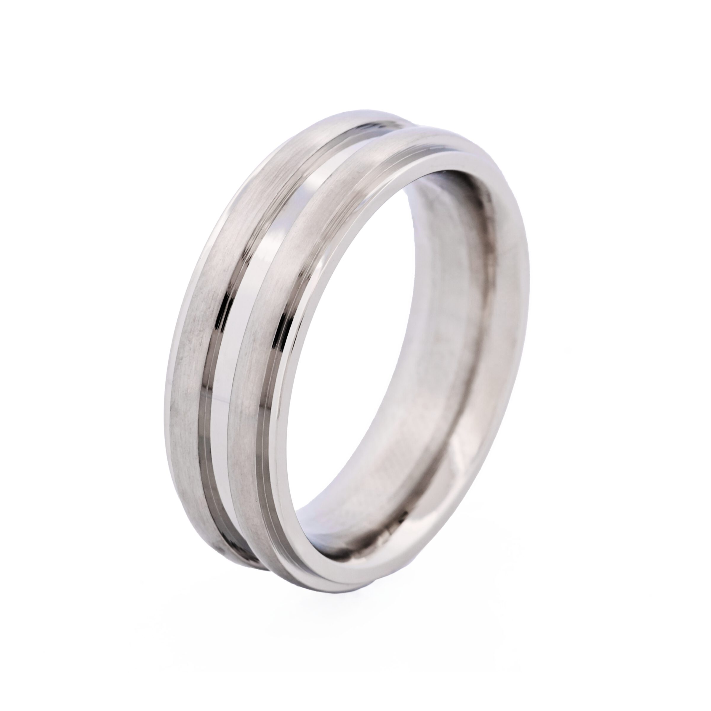 Brushed & Polished centre Stainless Steel Ring