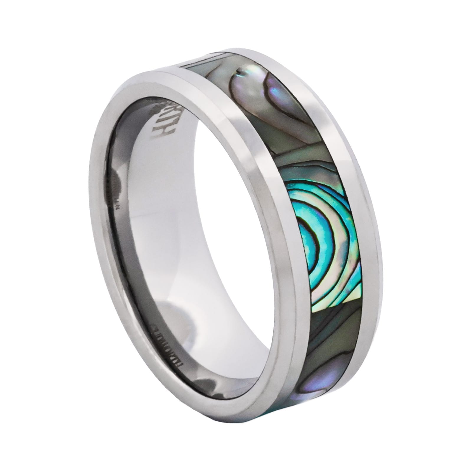 Cudworth Polished Rhodium Tungsten Ring - Ocean Crest