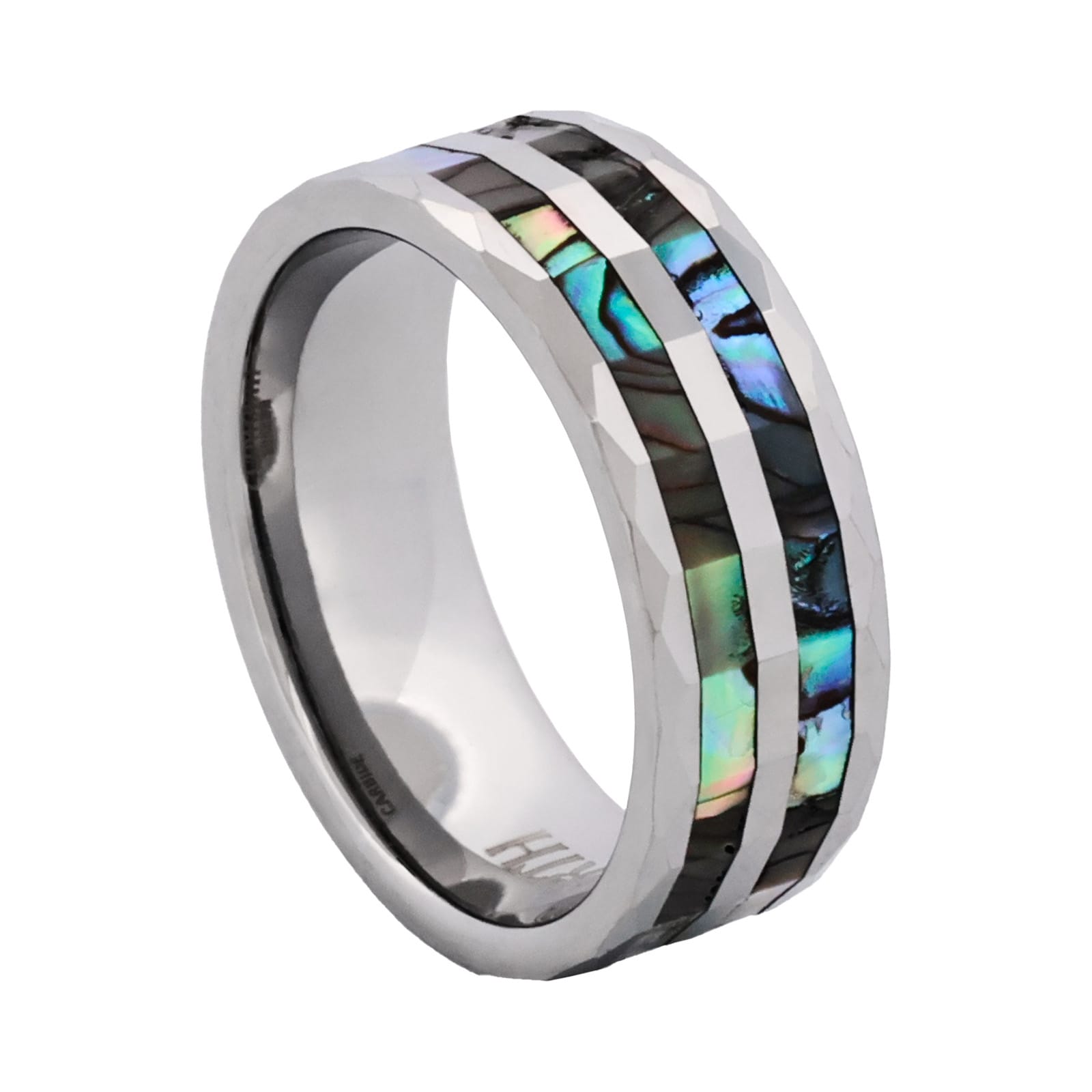 Cudworth Polished Rhodium Tungsten Ring - Mosaic Tide