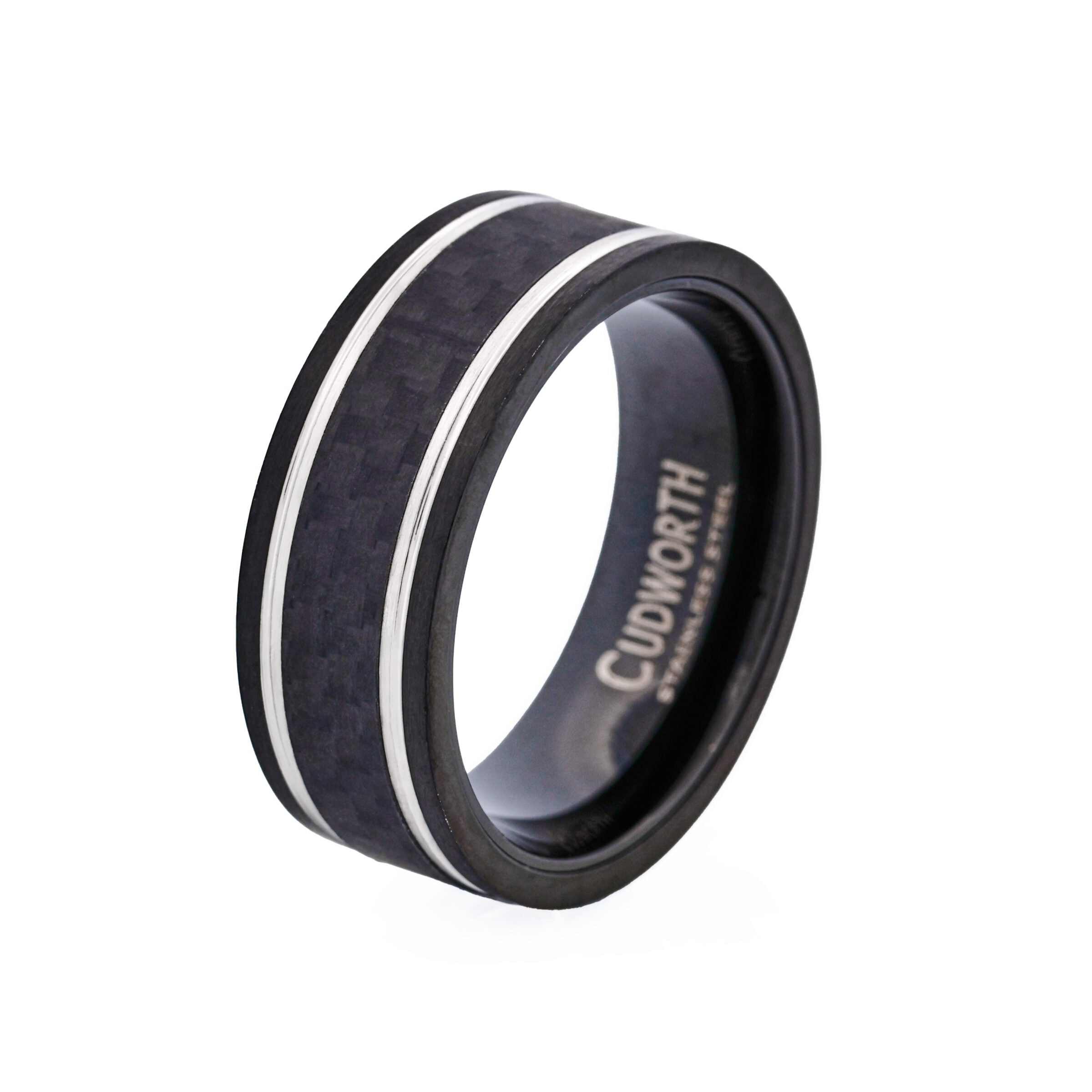 Ion Plated Black Stainless Steel with Carbon Fibre Inlay Ring