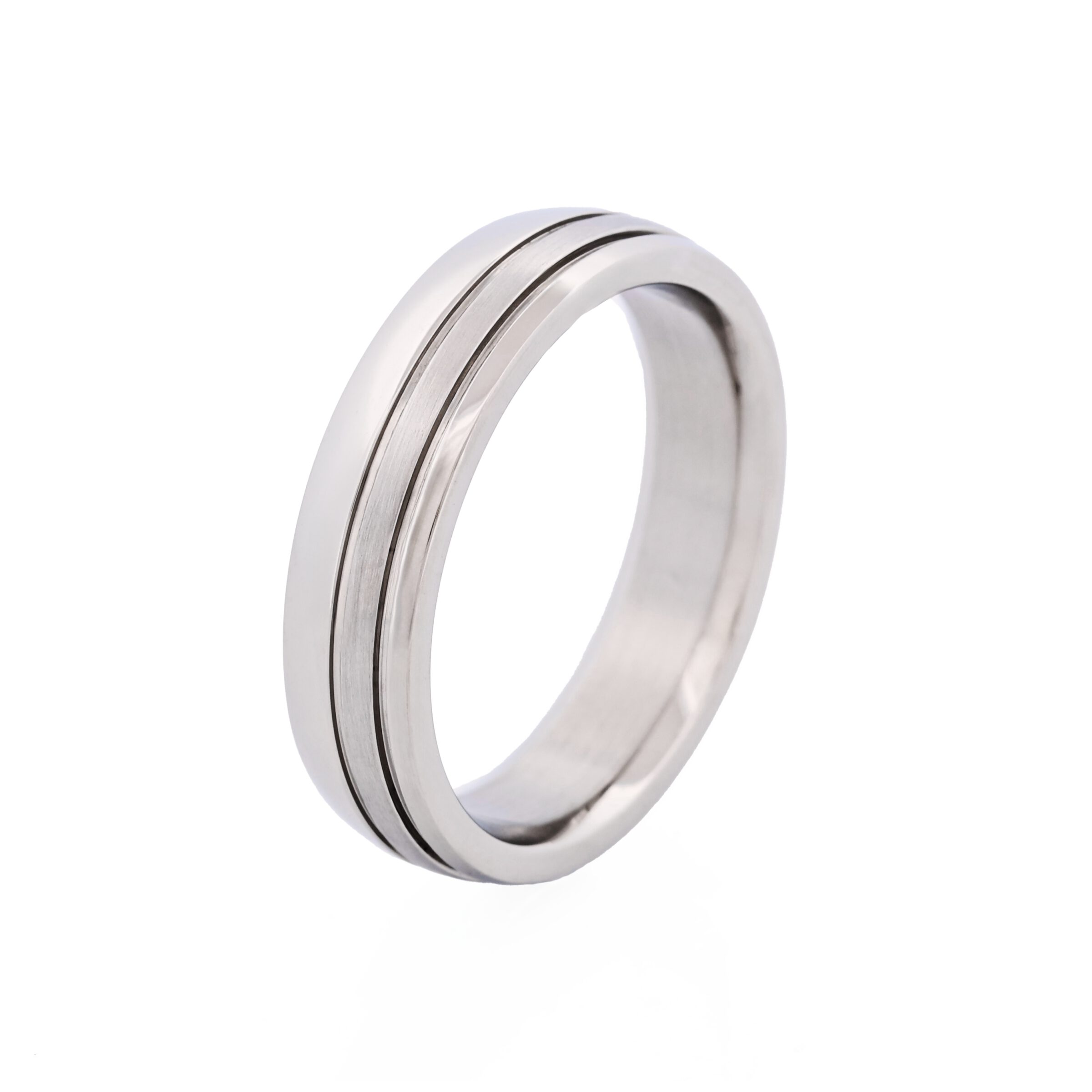 Brushed & Polished Slim Stainless Steel Ring