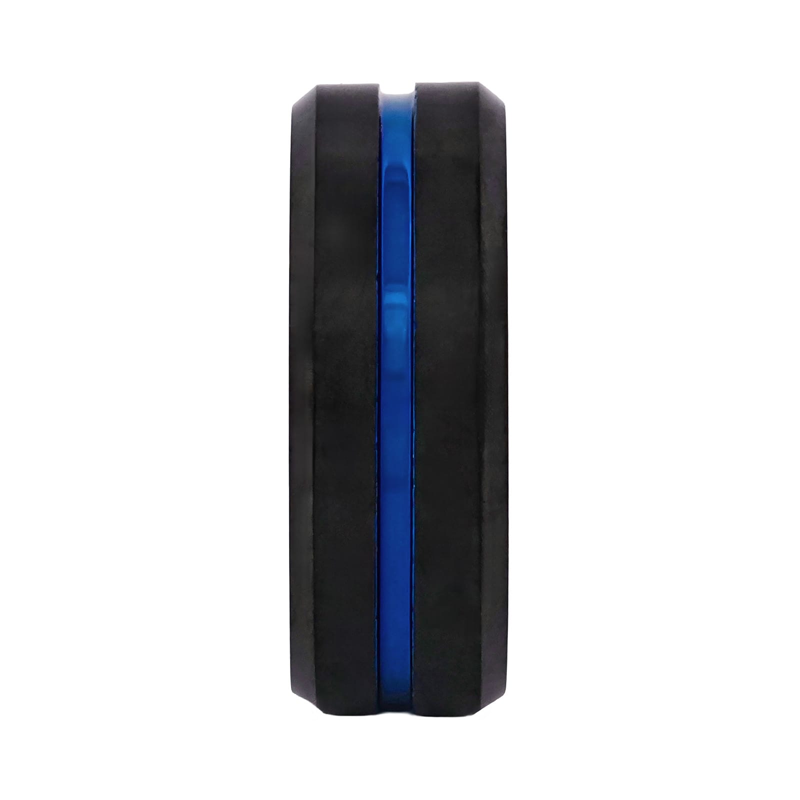 Cudworth Brushed Black and Blue Ion Plated Tungsten Ring - Titanium Blue Core
