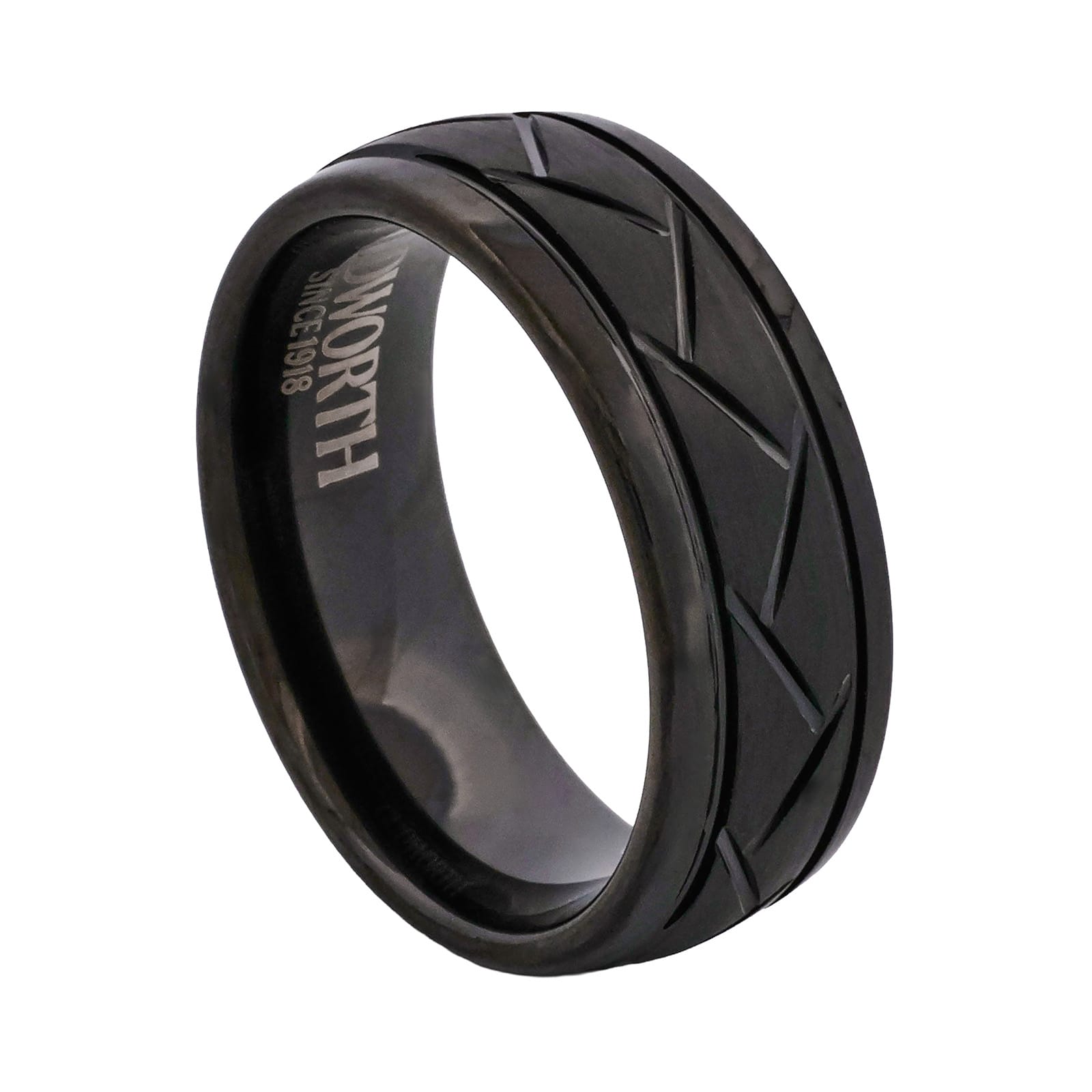 Cudworth Faceted Black Ion Plated Tungsten Ring - Shadow Facet