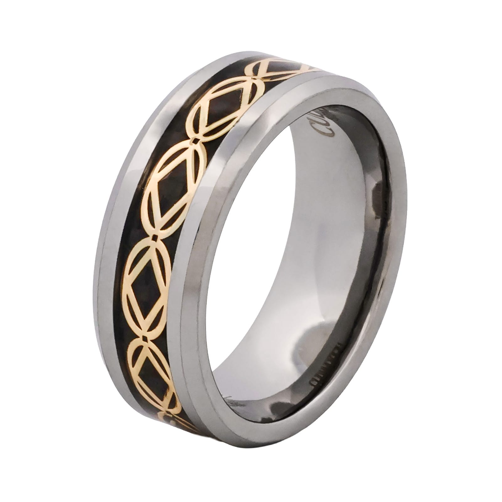 Cudworth Polished Rhodium Tungsten Ring - Regal Weave