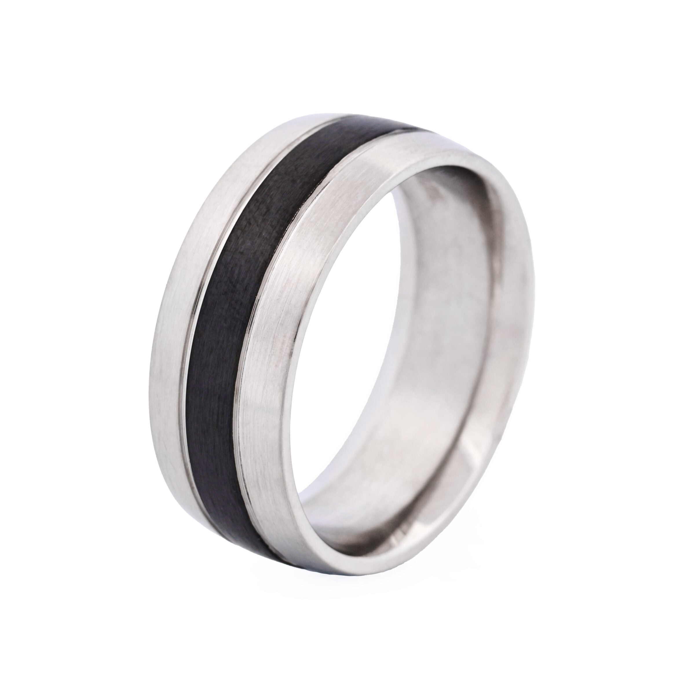 Stainless Steel / Ion Plated Gun centre Band Ring