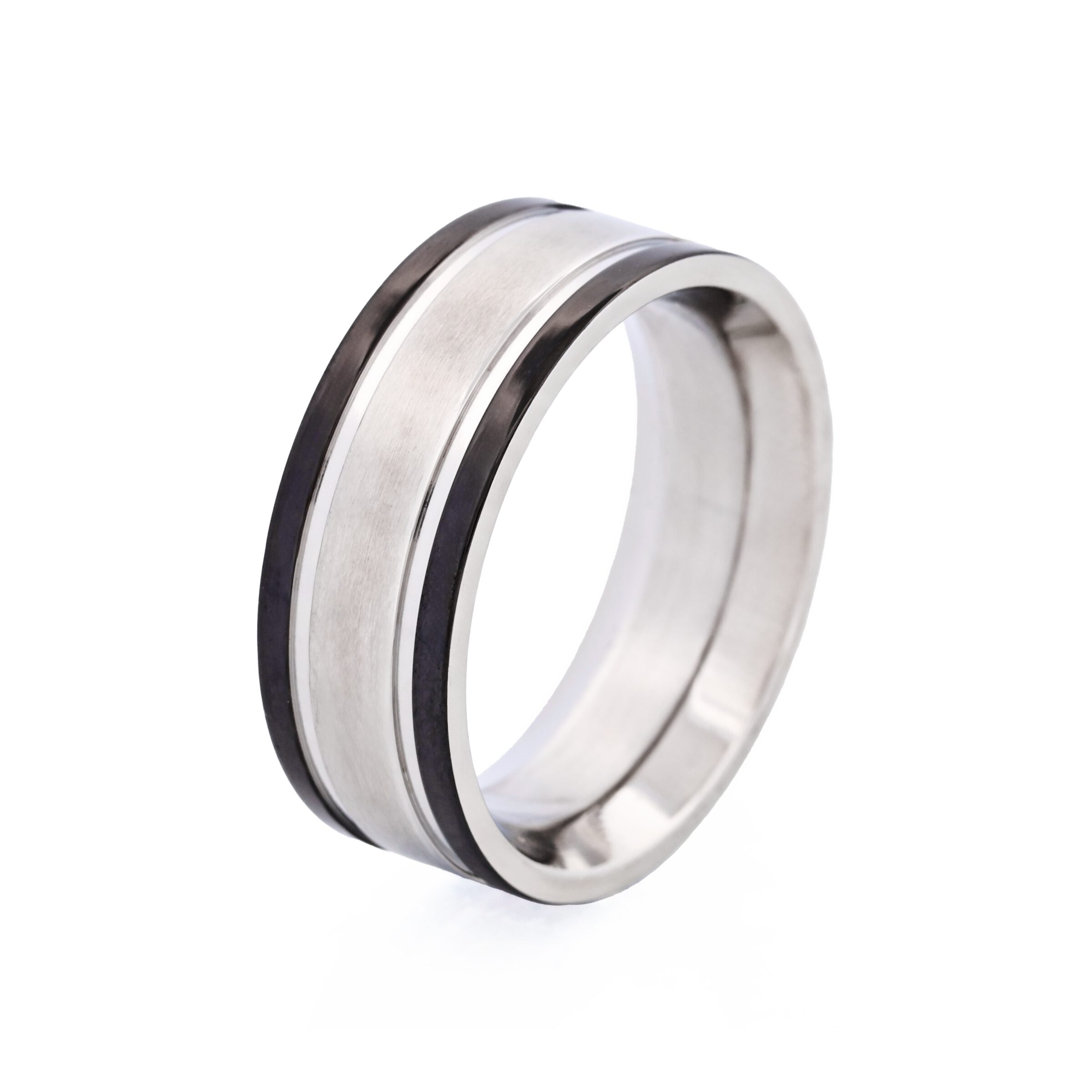 Stainless Steel & Black Ion Plated Black Ring