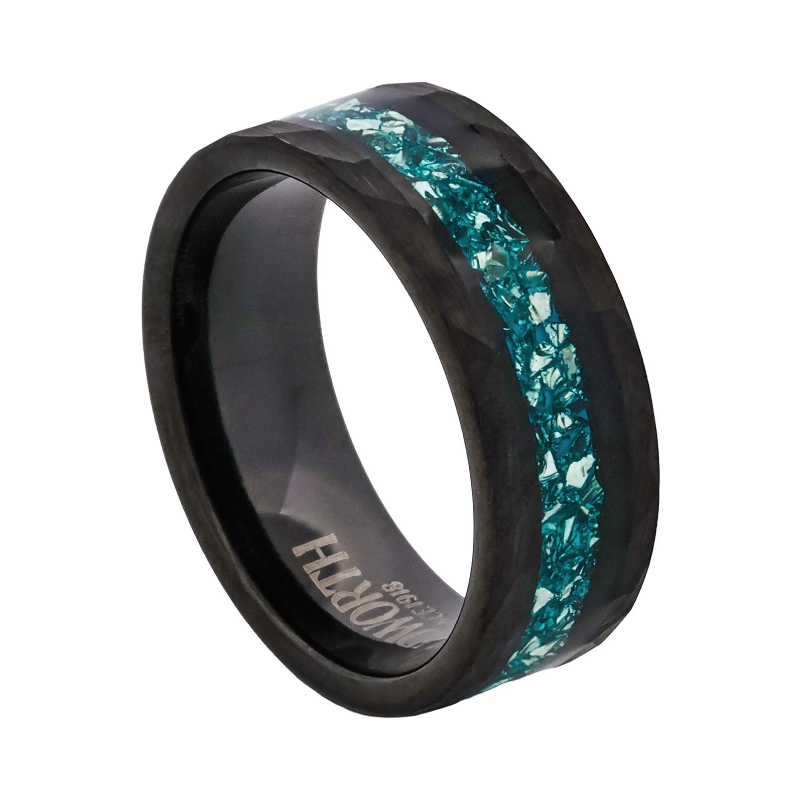 Cudworth Faceted Black Ion Plated Tungsten Ring - Verdant Crest