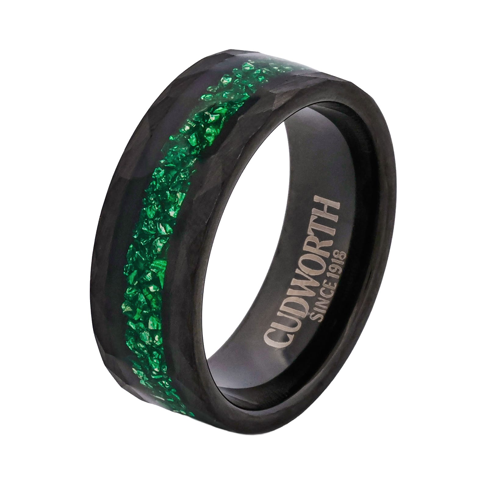 Cudworth Faceted Black Ion Plated Tungsten Ring - Emerald Shard
