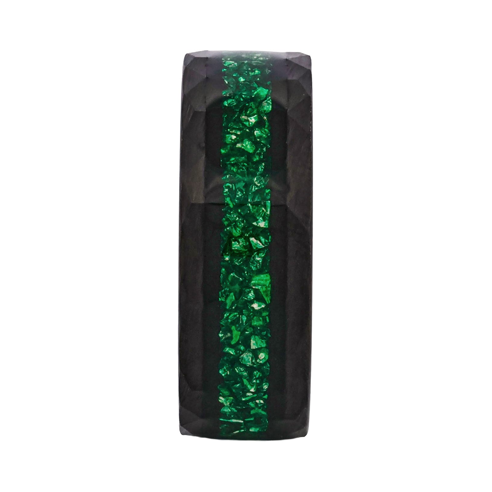 Cudworth Faceted Black Ion Plated Tungsten Ring - Emerald Shard