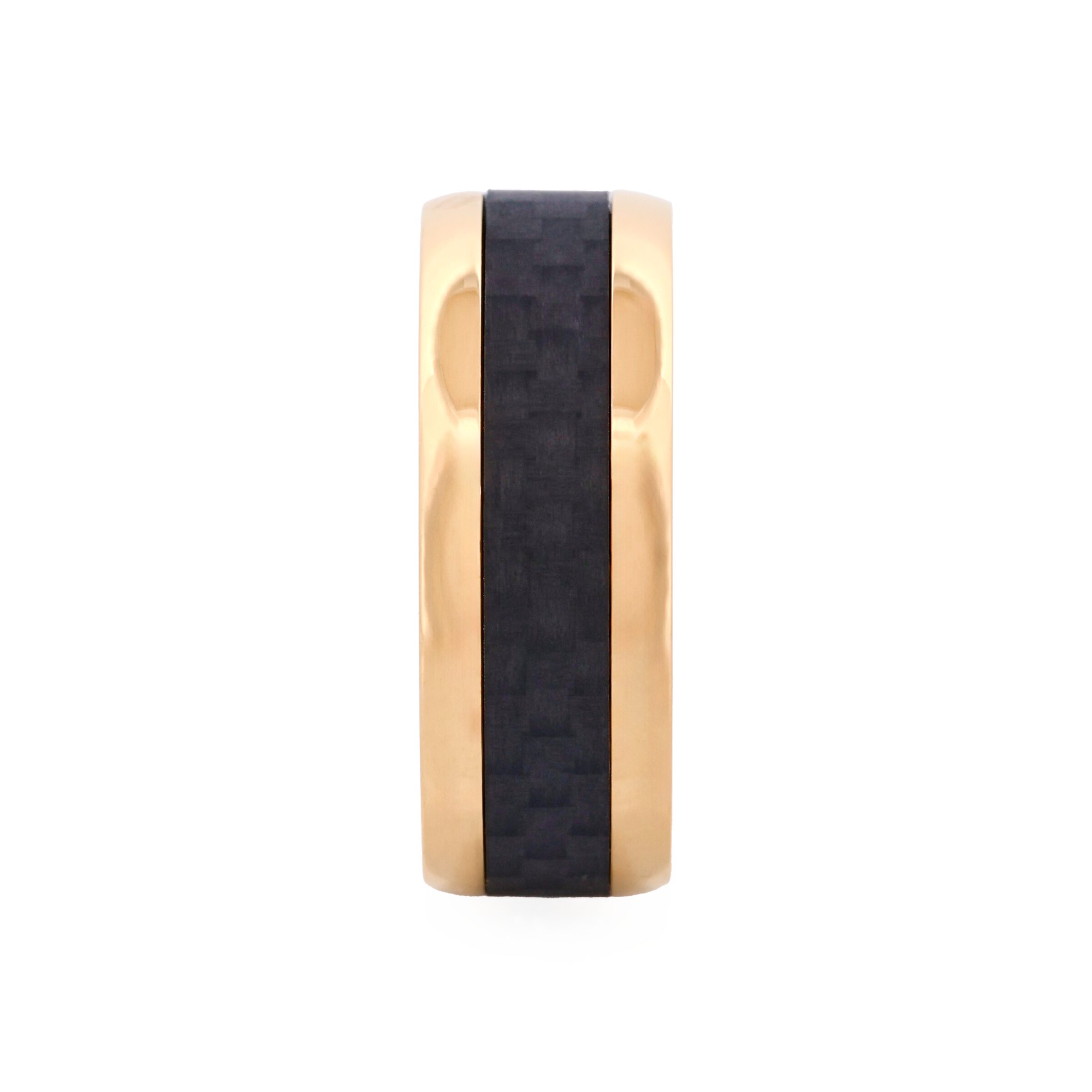 Stainless Steel 14K Ion Plated Gold Carbon Fibre Ring