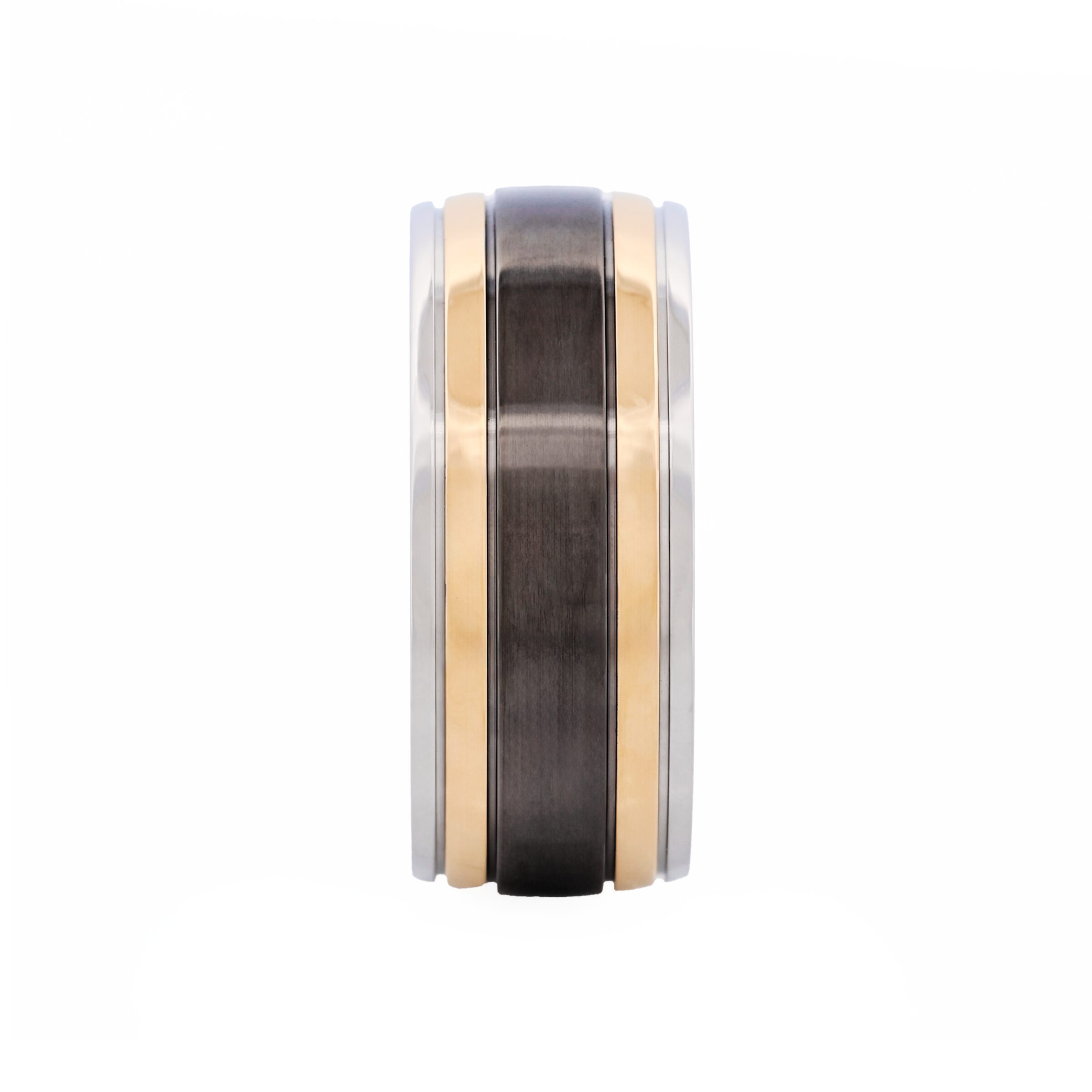 Polished Stainless Steel, Ion Plated Gold & Matt Ion Plated Black Ring